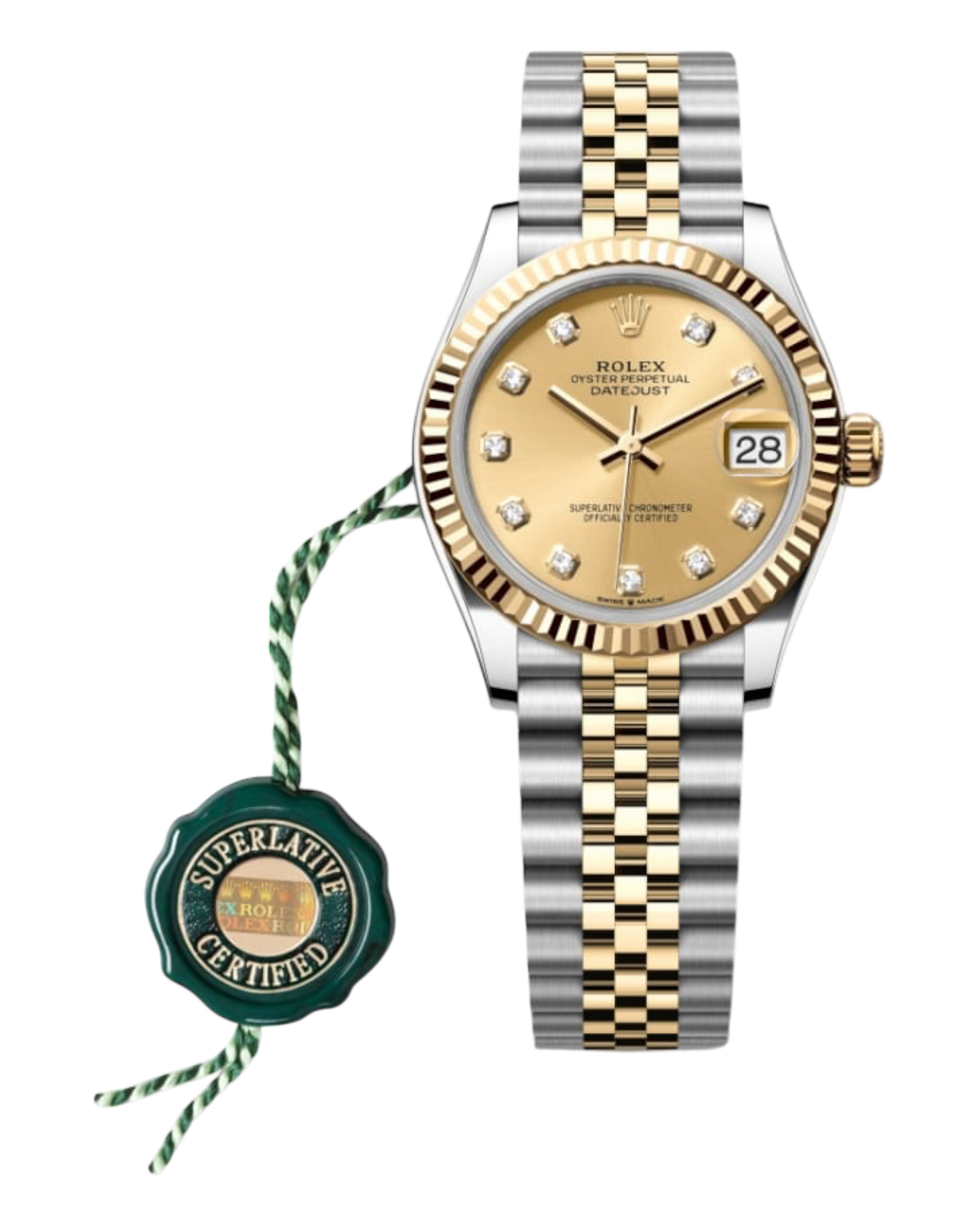Rolex Datejust 31mm Gold with Diamonds Dial, Bicolor - U1 FACTORY - AUTOMATIK - Jubilee