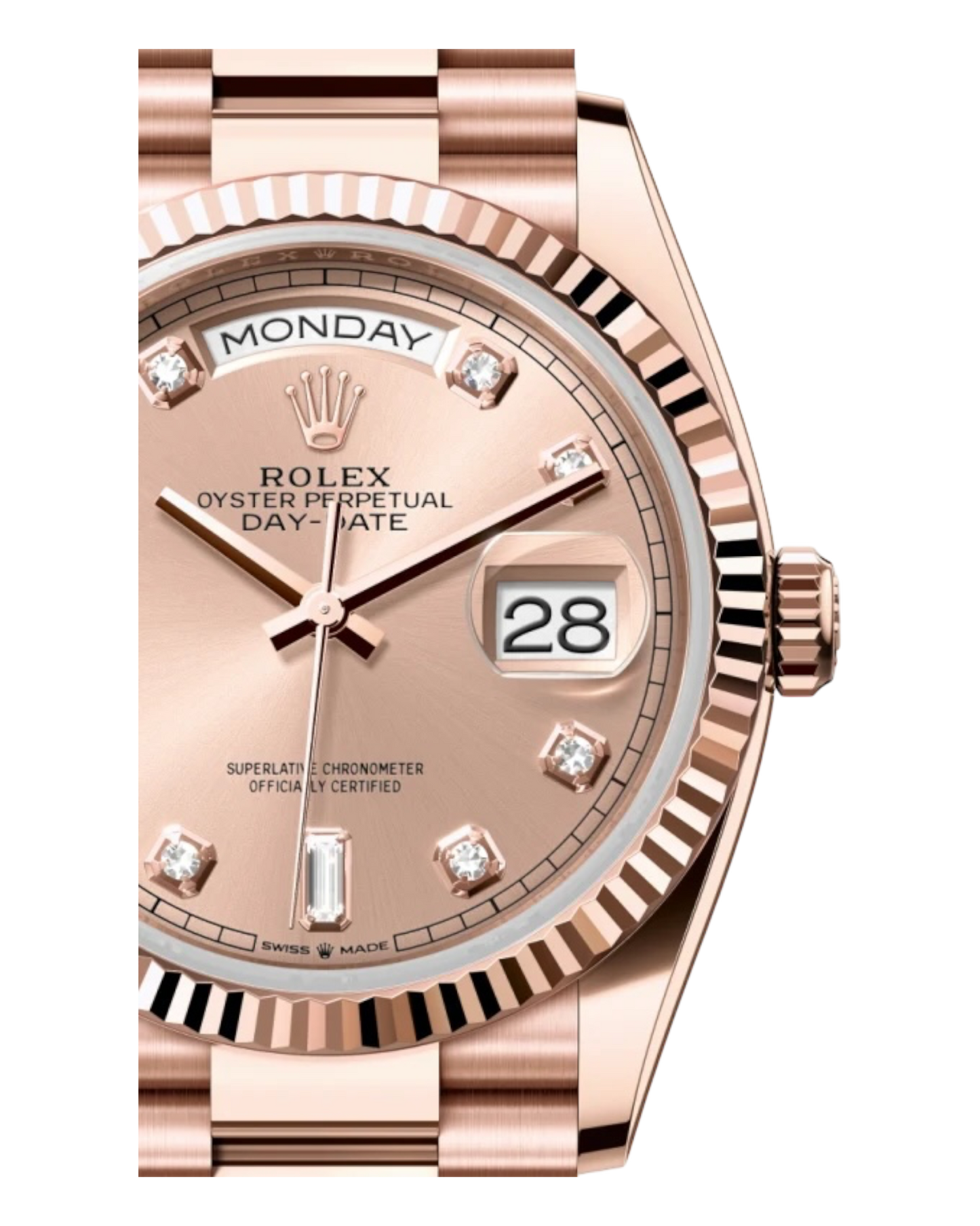Rolex Day-Date Pink Dial with Diamonds, 36mm Everose Gold President - U1 FACTORY - AUTOMATIK