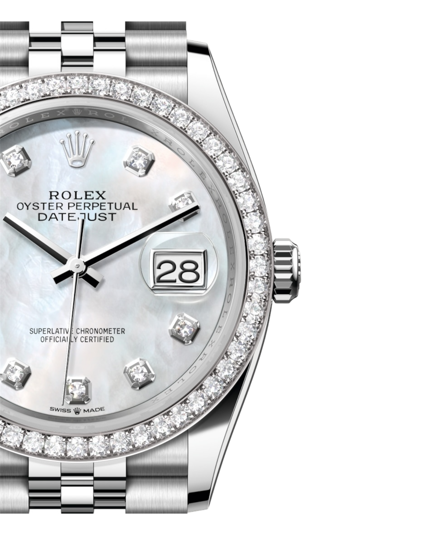 Rolex Datejust White with Diamonds 36mm Jubilee U1 FACTORY - AUTOMATIK