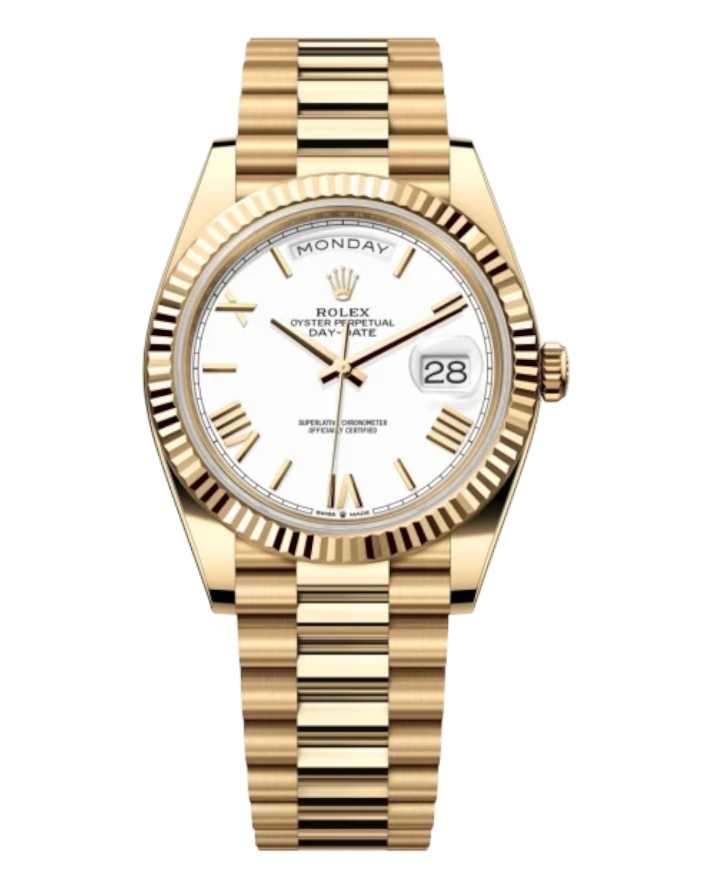 Rolex Day-Date White Dial with Roman Numerals 40mm Yellow Gold President - U1 FACTORY - AUTOMATIK