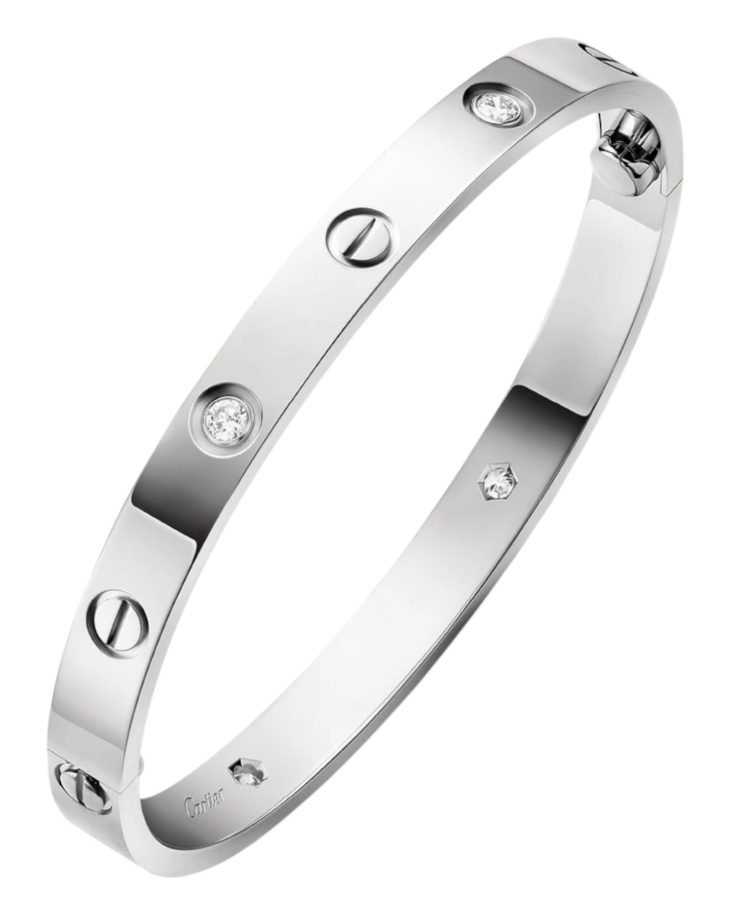 CARTIER LOVE ARMBAND - WEIßGOLD / SILBER - FULLSET - SCHMALES MODELL MIT DIAMANTEN