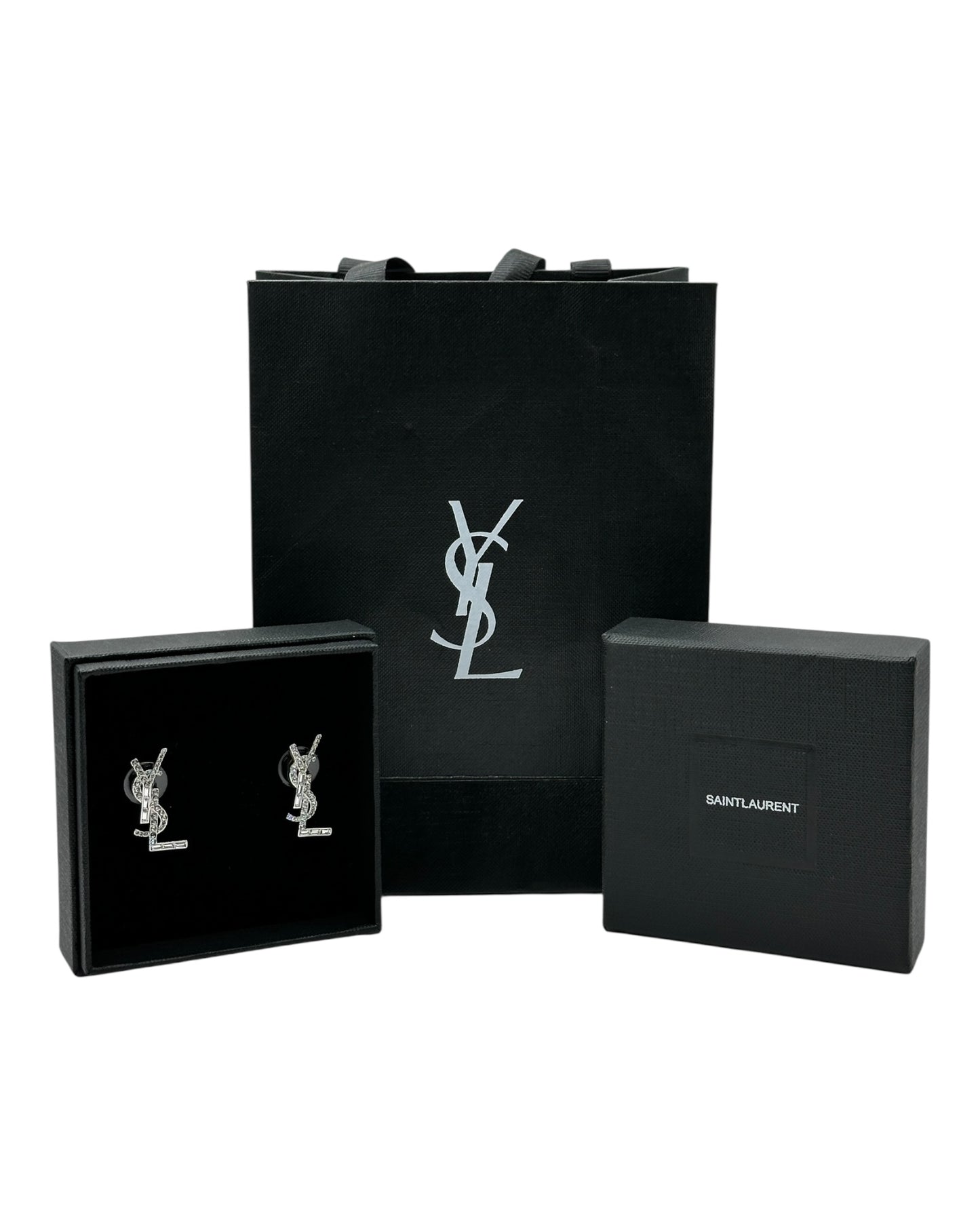 YSL Logo Ohrringe Silber