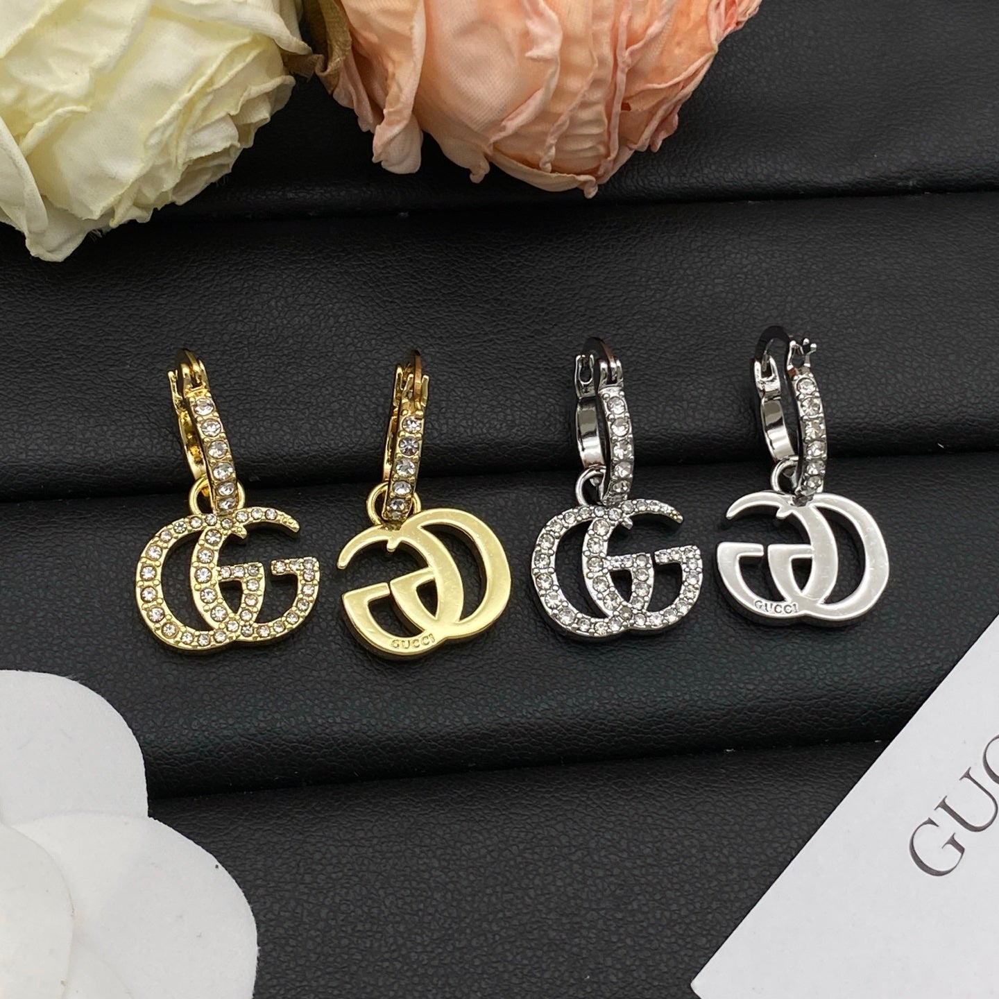 GUCCI GG CRYSTAL HOOP EARRINGS – FULL SET - 1:1 HIGH END