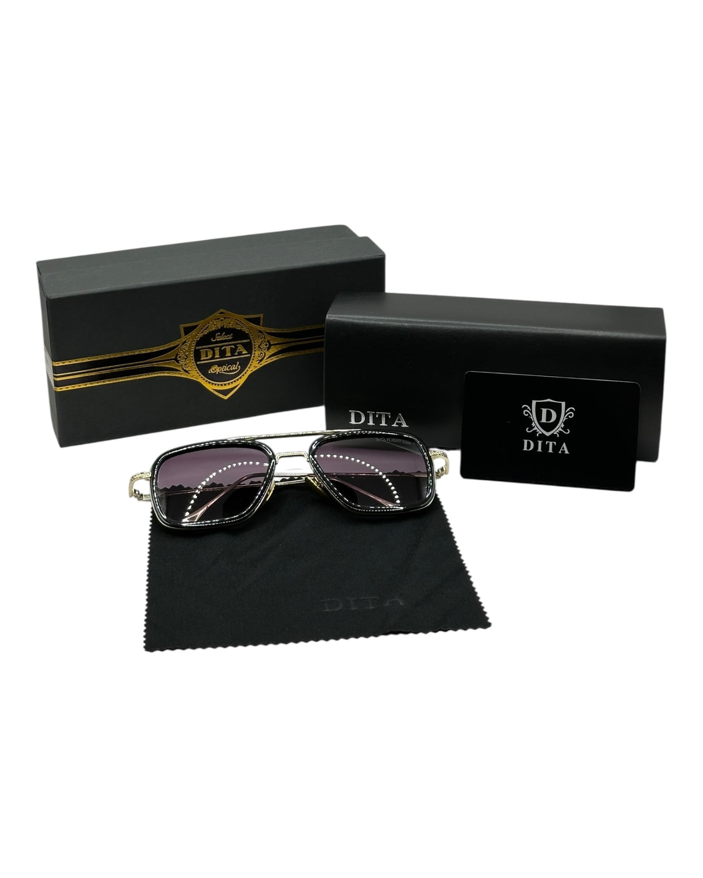Dita Sonnenbrille in Gold mit lilafarbene Gläser D3