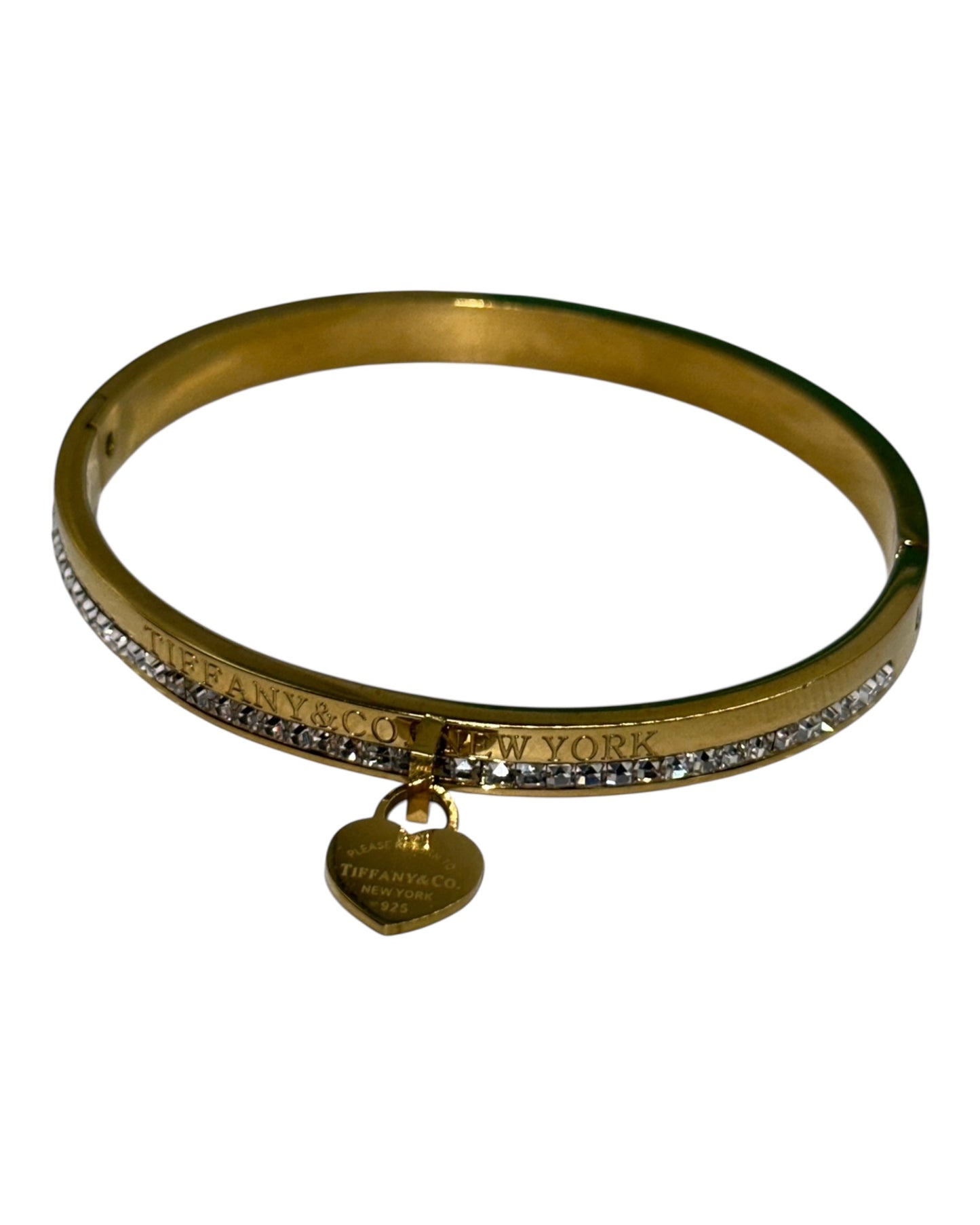 Tiffany & Co. Armreif mit Zirkonia & Herz-Anhänger, Gold