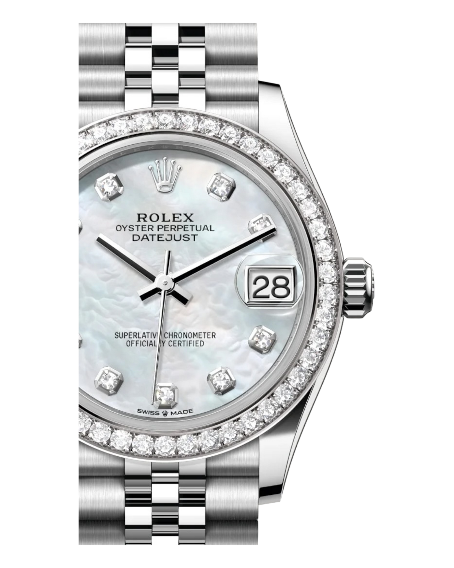 Rolex Datejust Perlmutt Dial with Diamonds, Diamond Bezel, 31mm Jubilee - U1 FACTORY - AUTOMATIK