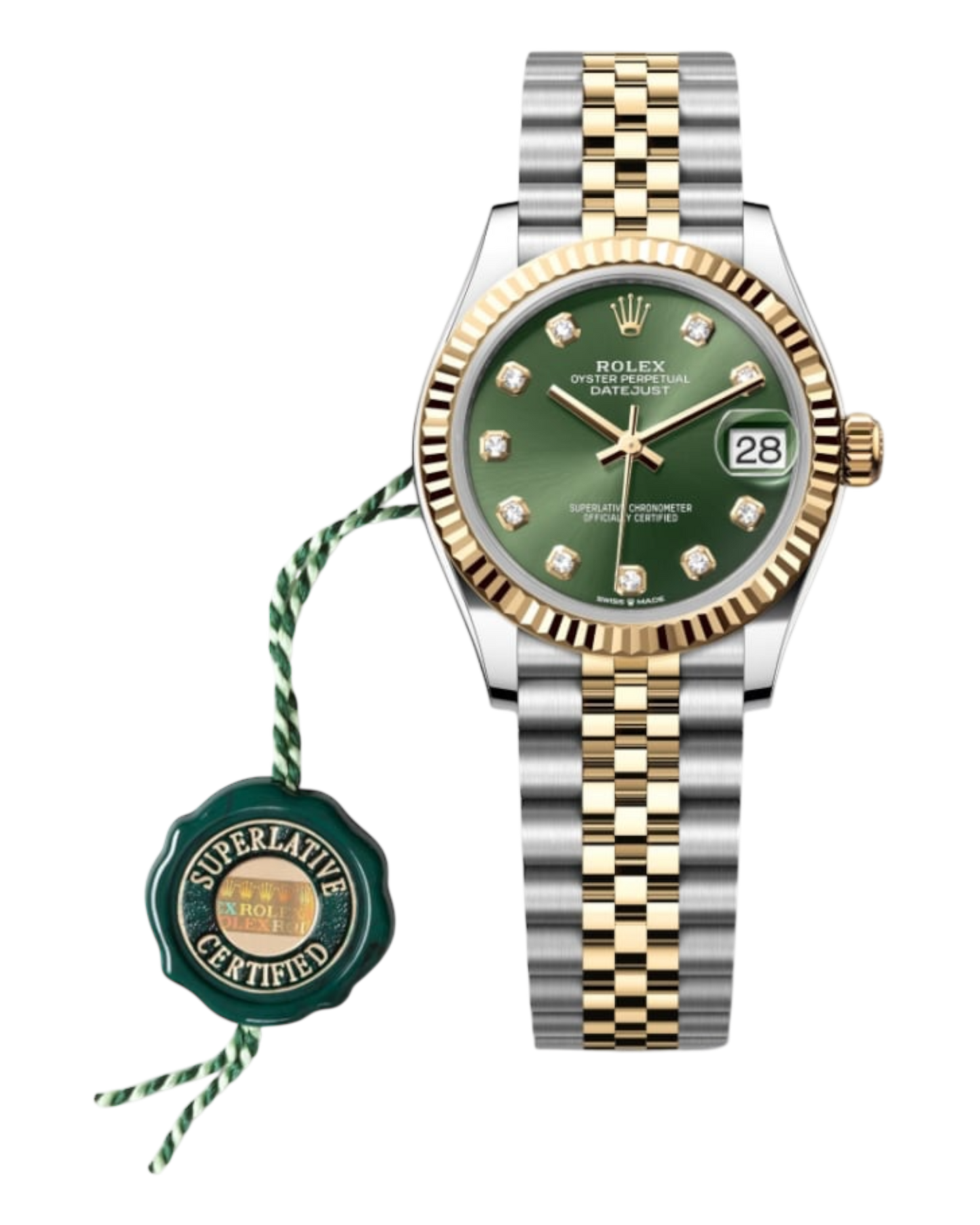 Rolex Datejust 31mm Green with Diamonds Dial, Bicolor - U1 FACTORY - AUTOMATIK - Jubilee