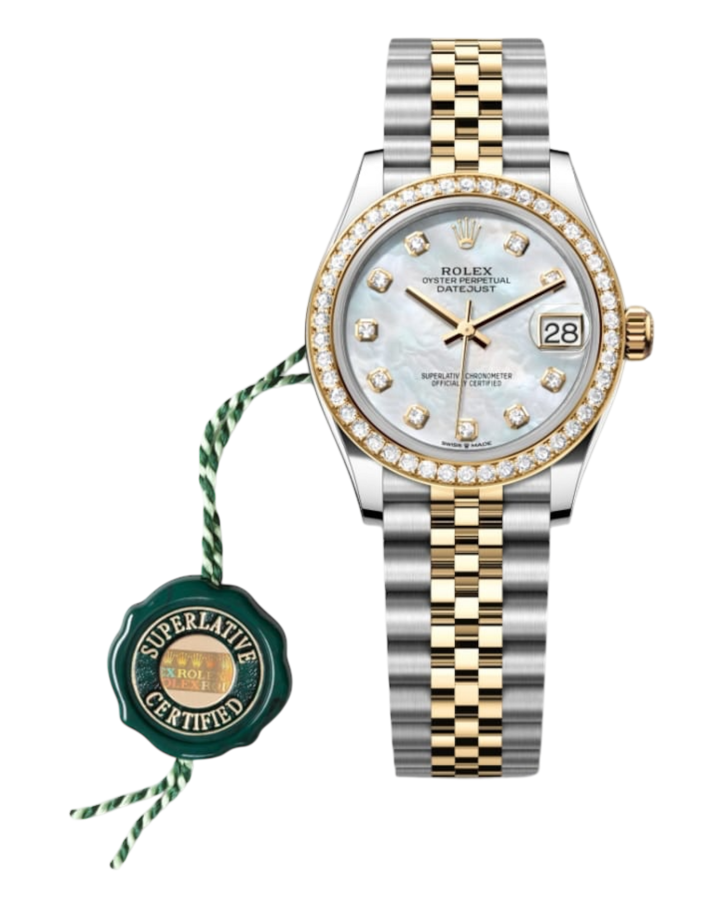 Rolex Datejust White Dial with Diamond Markers, 31mm Bicolor - Jubilee - U1 FACTORY - AUTOMATIK