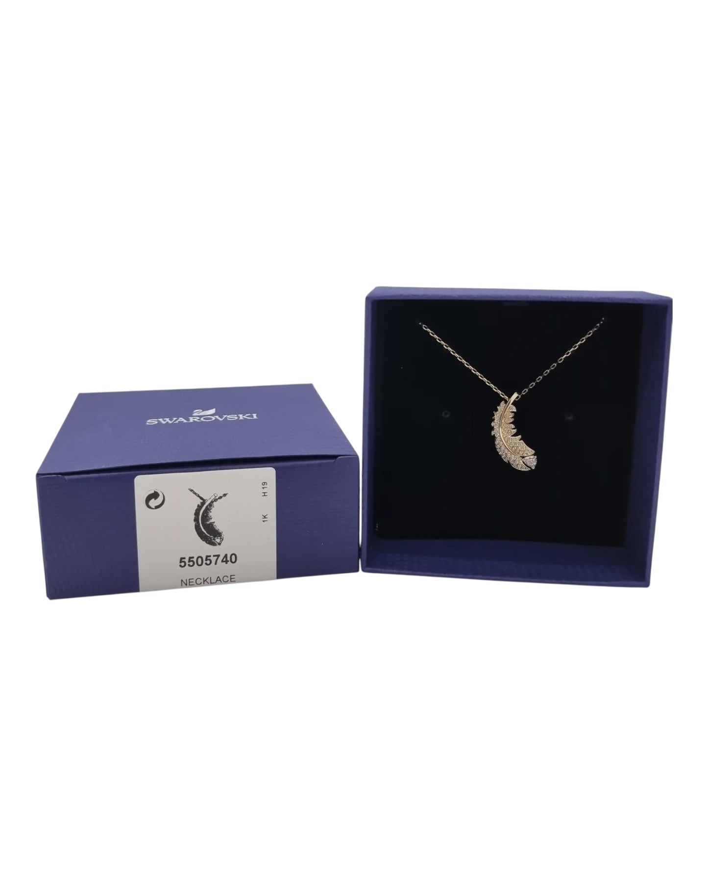 Swarovski Anhänger Feder mit Kristallen Gold