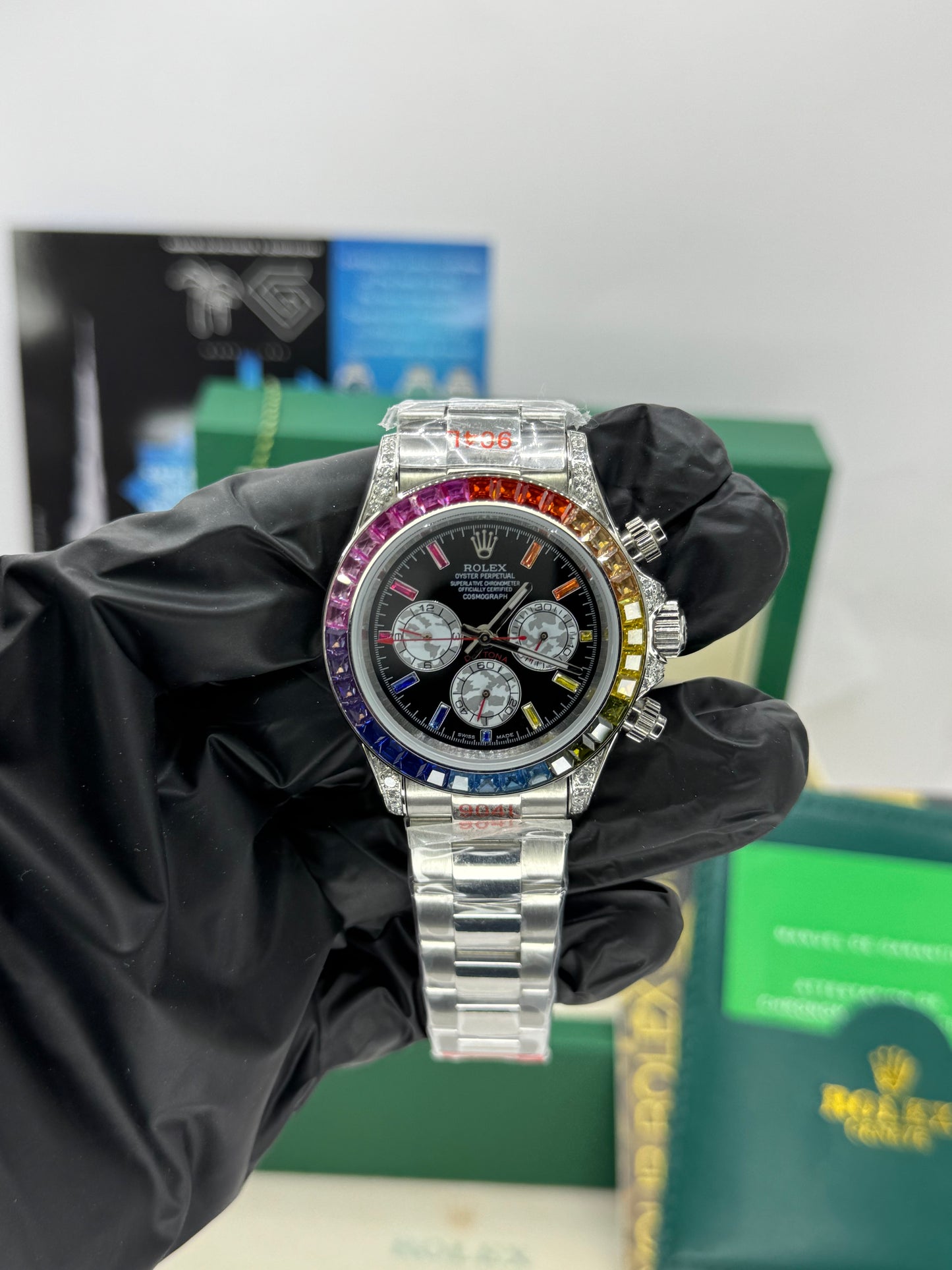 ROLEX DAYTONA - RAINBOW ICED OUT - COSMOGRAPH - OYSTER - 40MM U1 FACTORY - AUTOMATIK