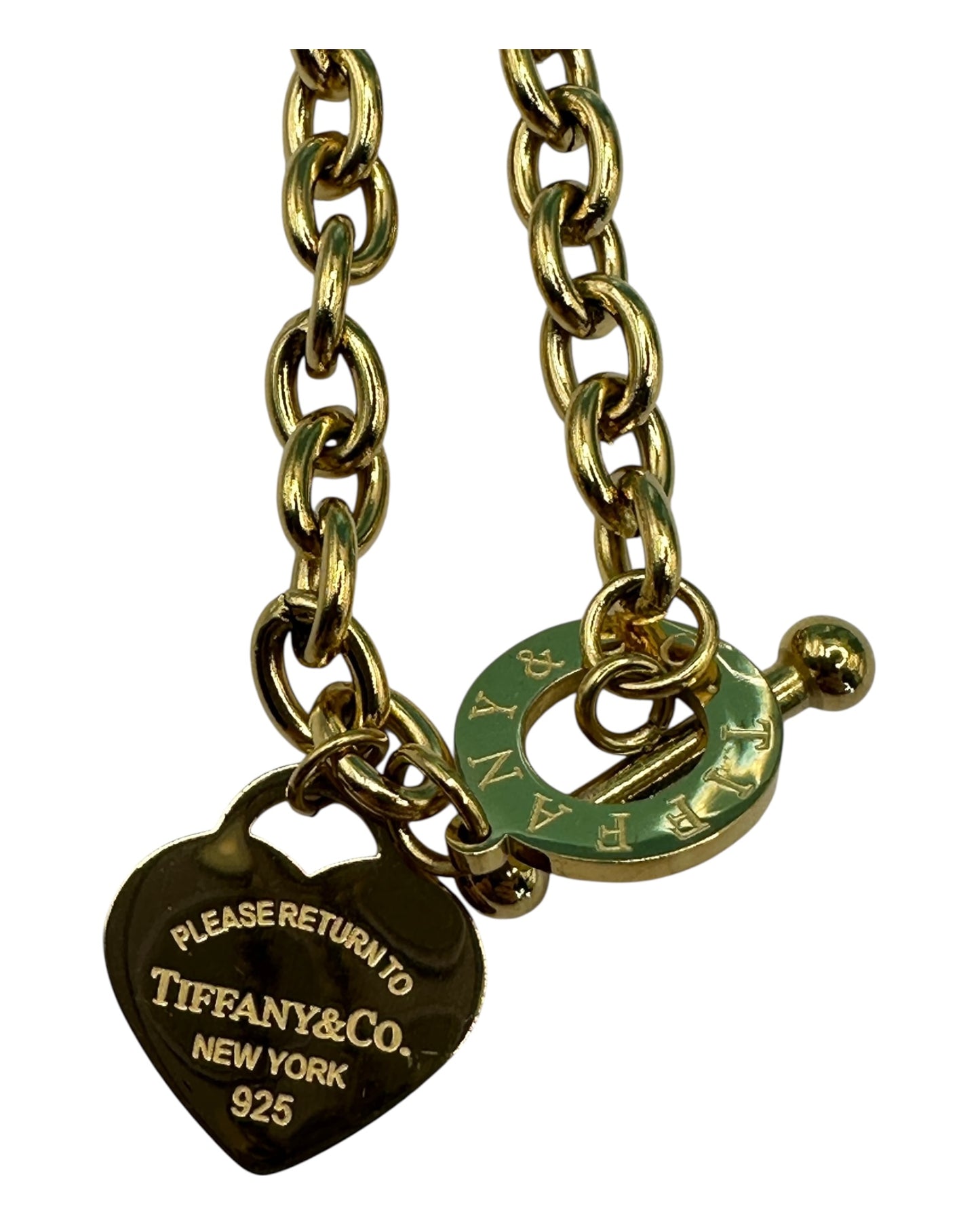 Tiffany & Co. Gold Halskette mit Herz-Anhänger und Knebelverschluss