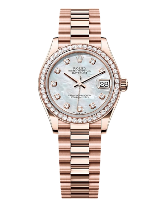 Rolex Datejust 31mm White with Rosé Diamonds Perlmutt Dial - U1 FACTORY - AUTOMATIK - Jubilee