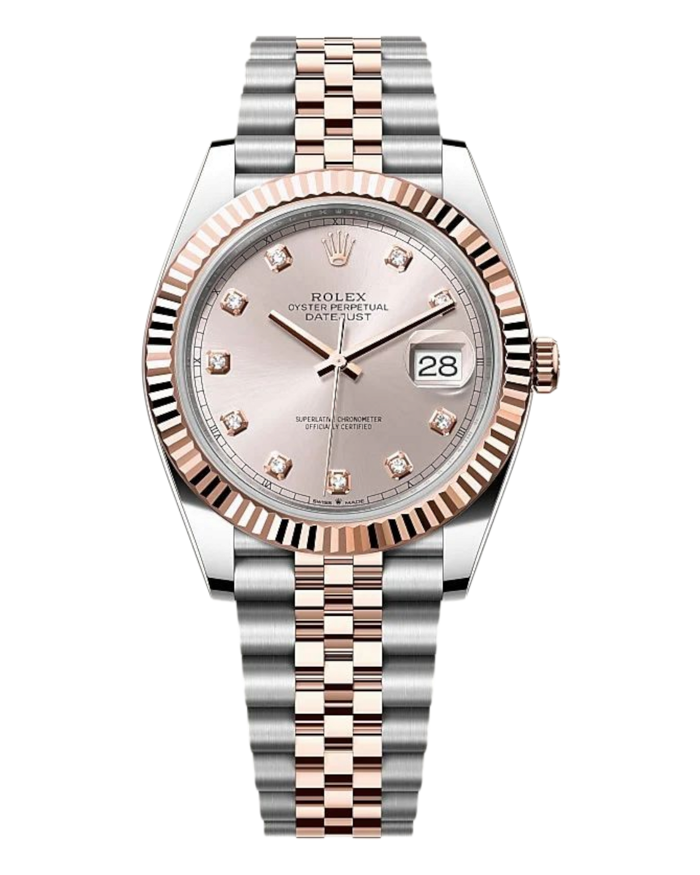 Rolex Datejust 41mm Rosé with Diamonds Dial Bicolor Jubilee - U1 FACTORY - AUTOMATIK