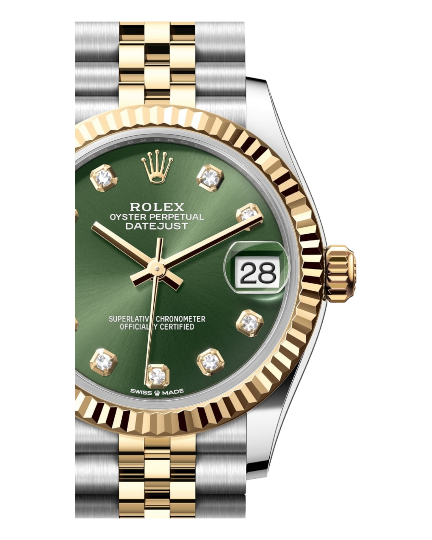 Rolex Datejust 31mm Green with Diamonds Dial, Bicolor - U1 FACTORY - AUTOMATIK - Jubilee