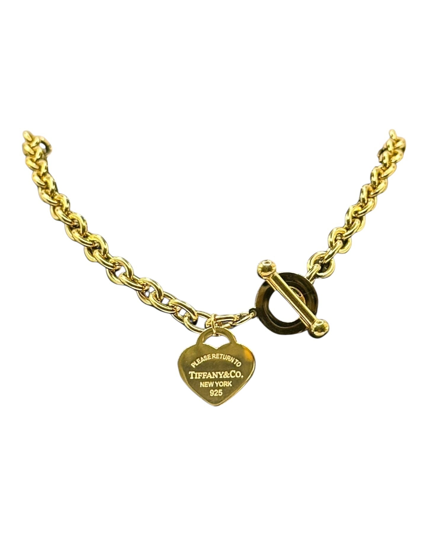 Tiffany & Co. Gold Halskette mit Herz-Anhänger und Knebelverschluss
