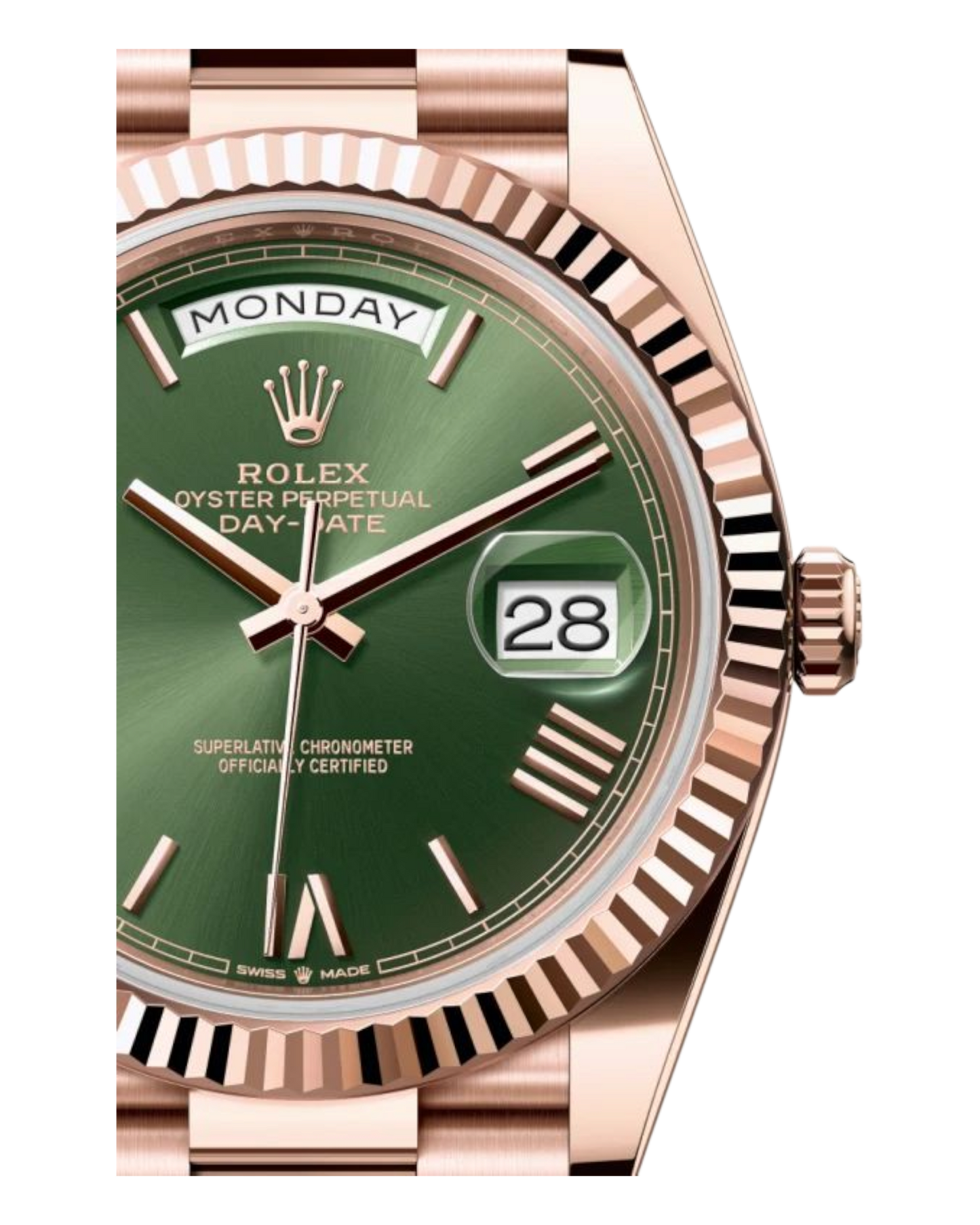 Rolex Day-Date Green Dial with Roman Numerals, 40mm Everose Gold President - U1 FACTORY - AUTOMATIK