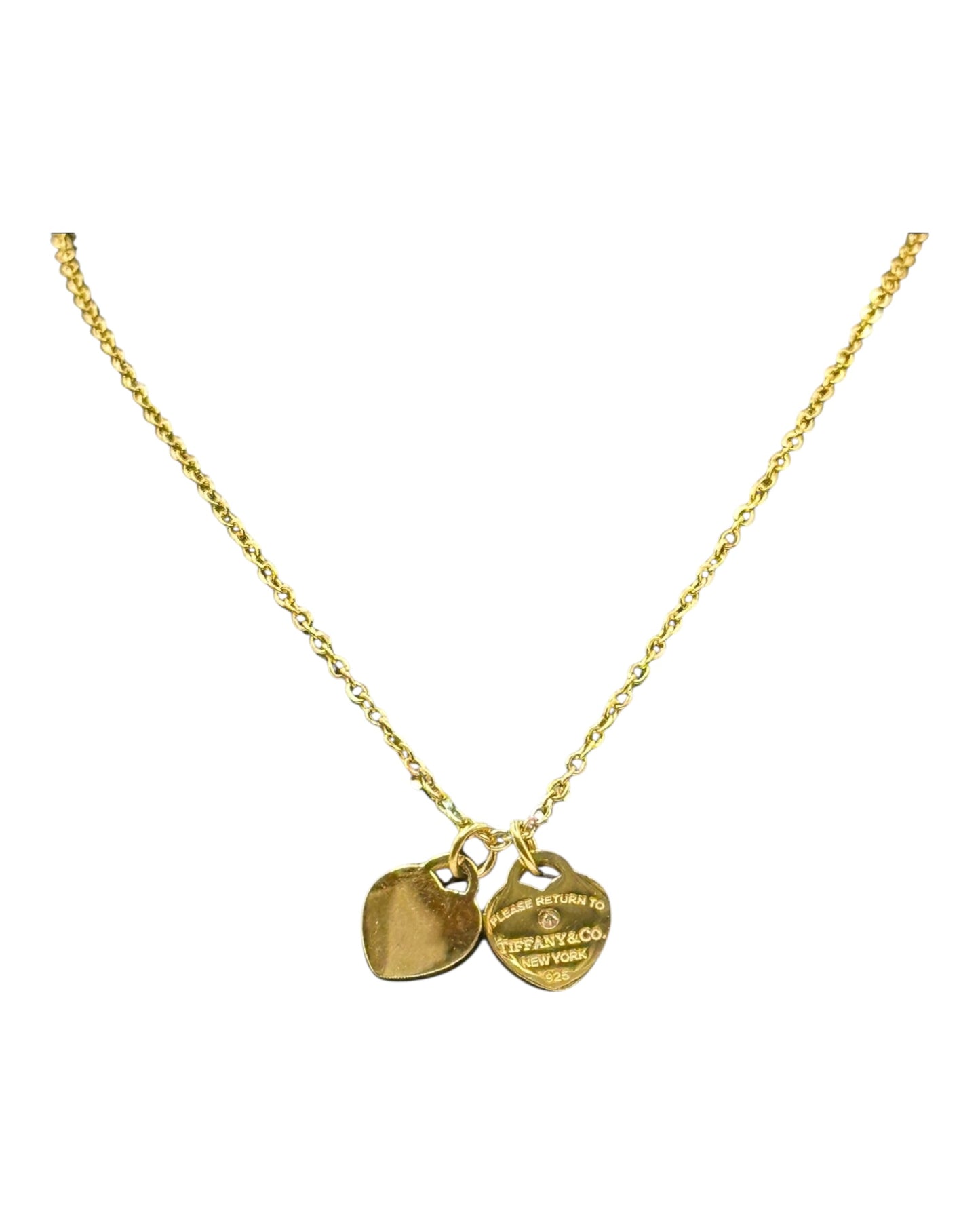 Tiffany & Co. Herzanhänger-Kette mit Diamant – 925 Gelbgold- Fullset
