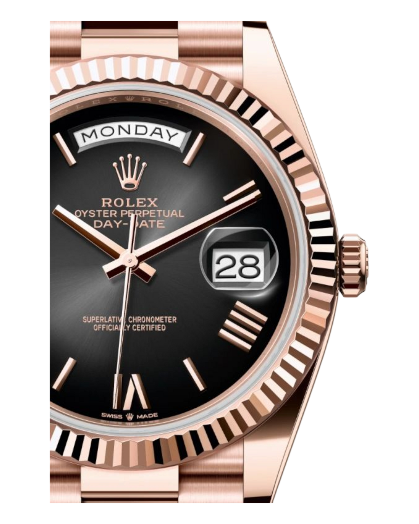 Rolex Day-Date Black Dial with Roman Numerals, 40mm Everose Gold President - U1 FACTORY - AUTOMATIK