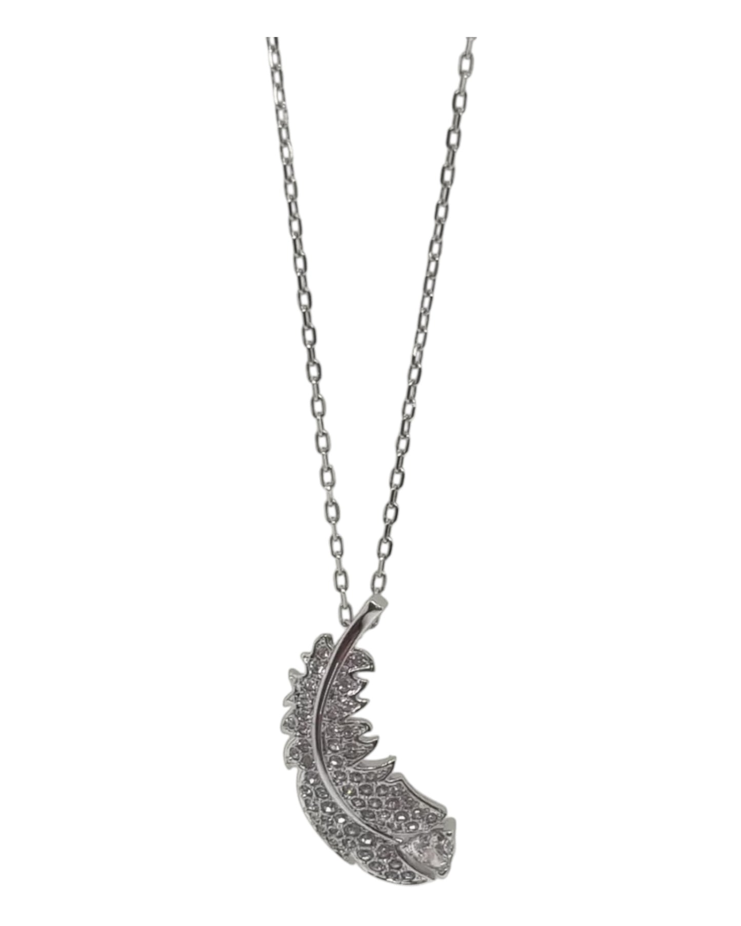 Swarovski Anhänger Feder mit Kristallen Silber