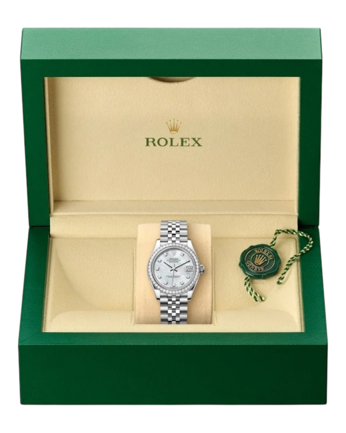 Rolex Datejust Perlmutt Dial with Diamonds, Diamond Bezel, 31mm Jubilee - U1 FACTORY - AUTOMATIK