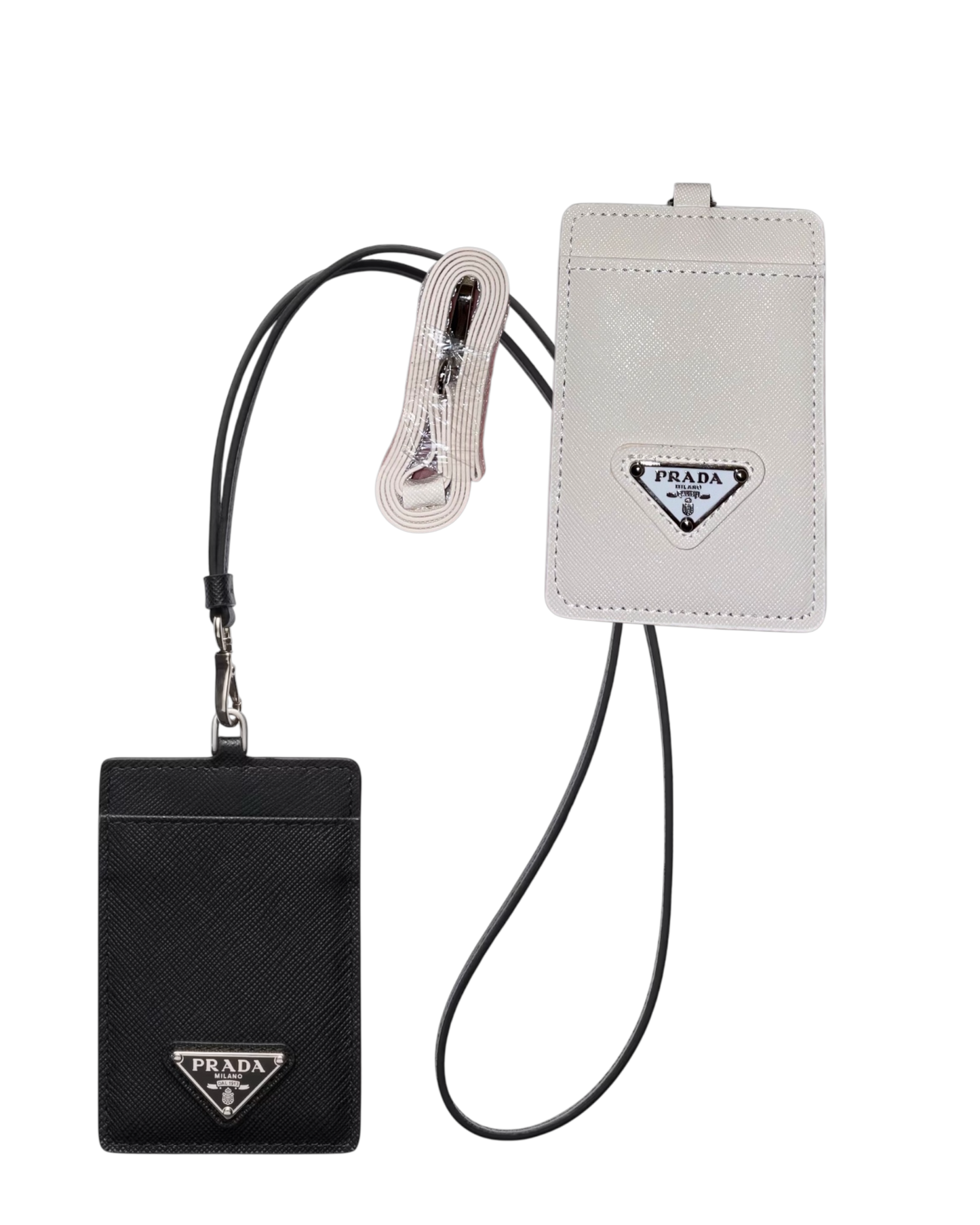 PRADA Neck Cardholder / Ausweisetui – Weiß / Schwarz