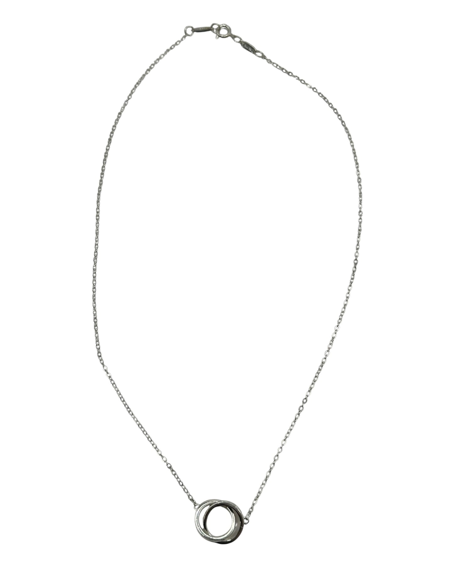 Silber-Halskette mit Doppelring-Anhänger