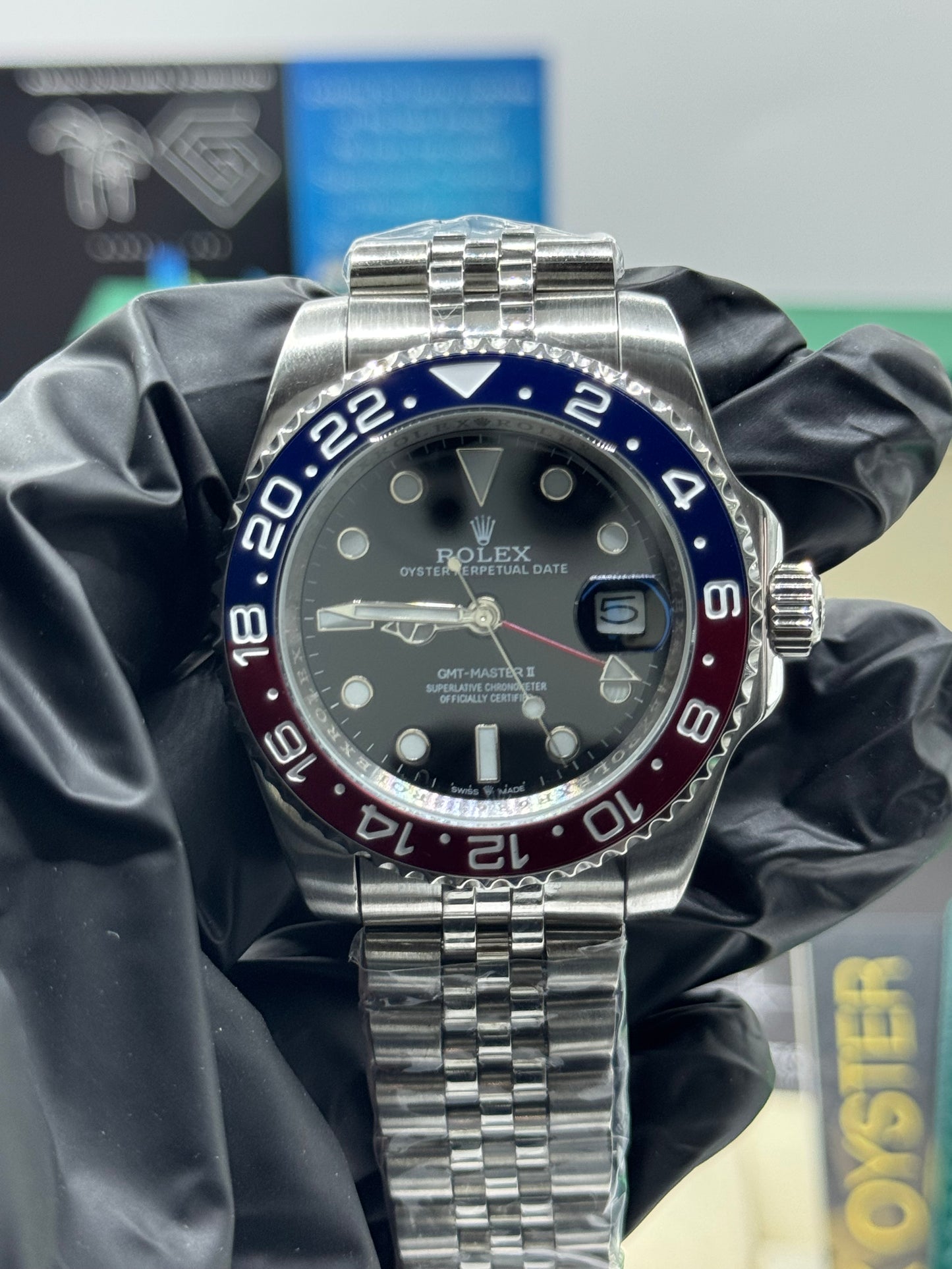 ROLEX GMT-MASTER II- PEPSI - JUBILEE - 40MM U1 FACTORY - AUTOMATIK