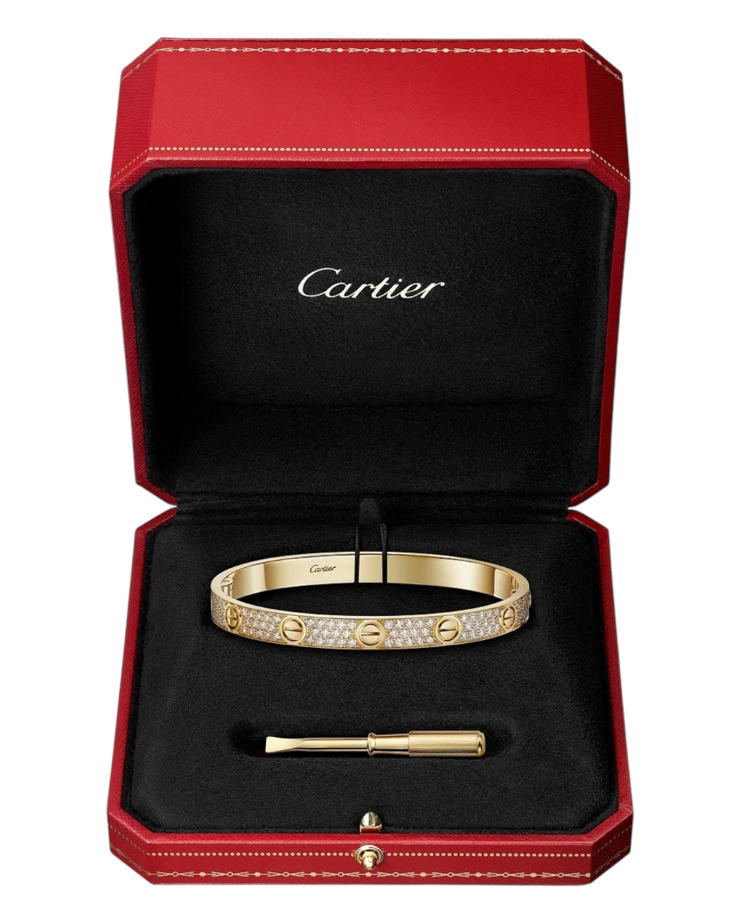 CARTIER LOVE ARMBAND - ICED OUT GOLD - UNISEX - FULLSET