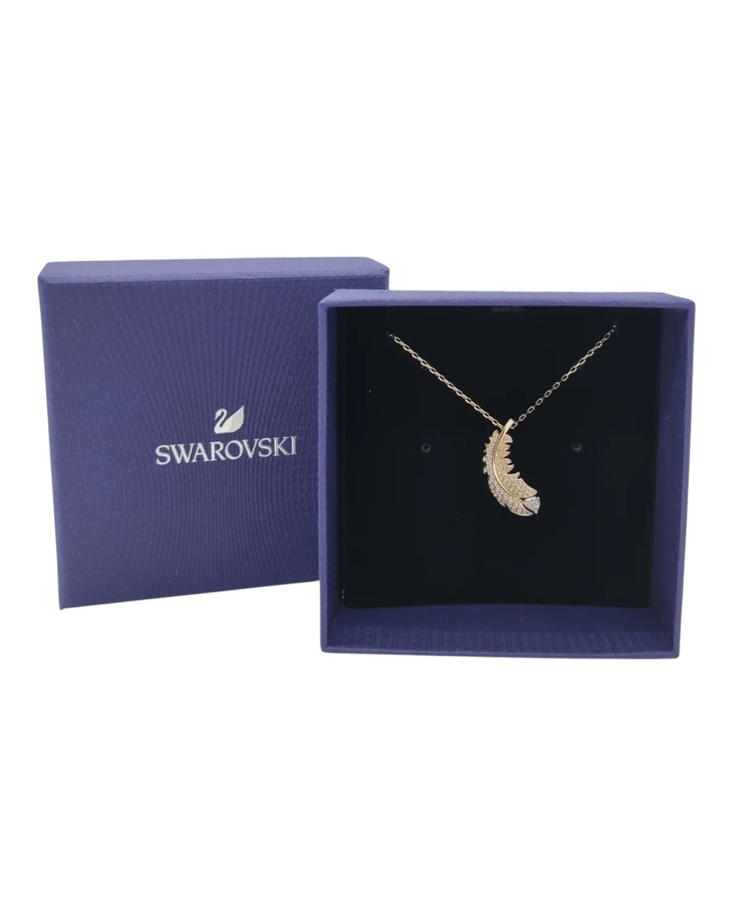 Swarovski Anhänger Feder mit Kristallen Gold