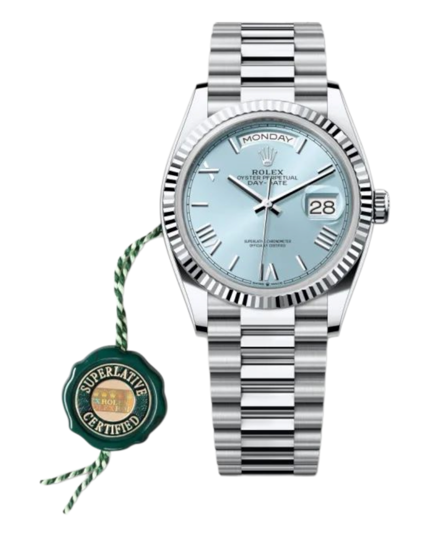 Rolex Day-Date Light Blue Dial with Roman Numerals, 36mm White Gold President - U1 FACTORY - AUTOMATIK