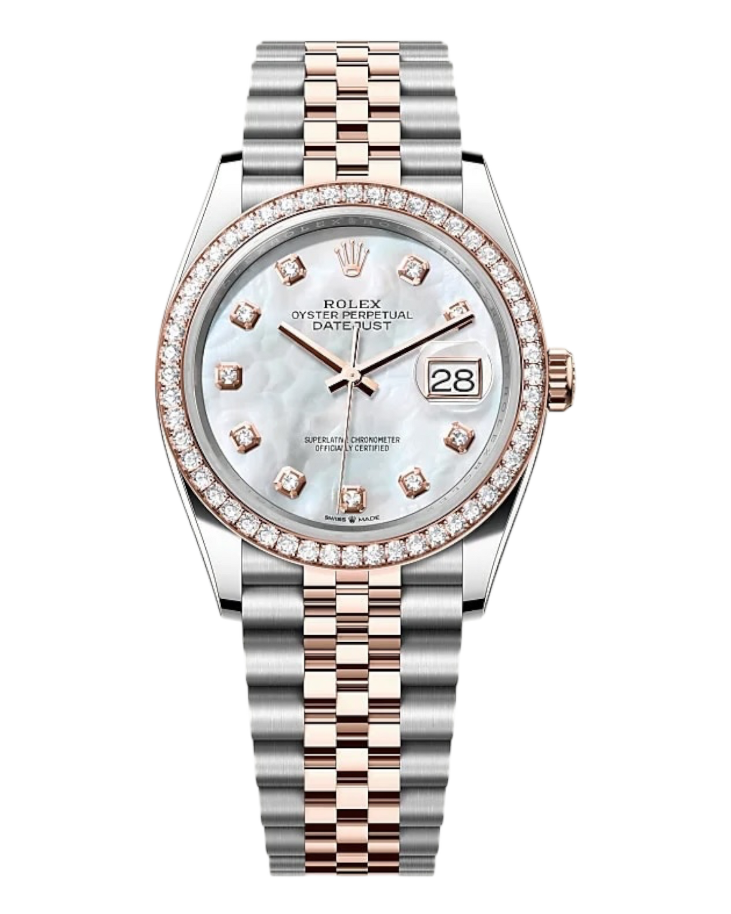 Rolex Datejust White Dial with Diamond Markers, 31mm Bicolor Jubilee - U1 FACTORY - AUTOMATIK