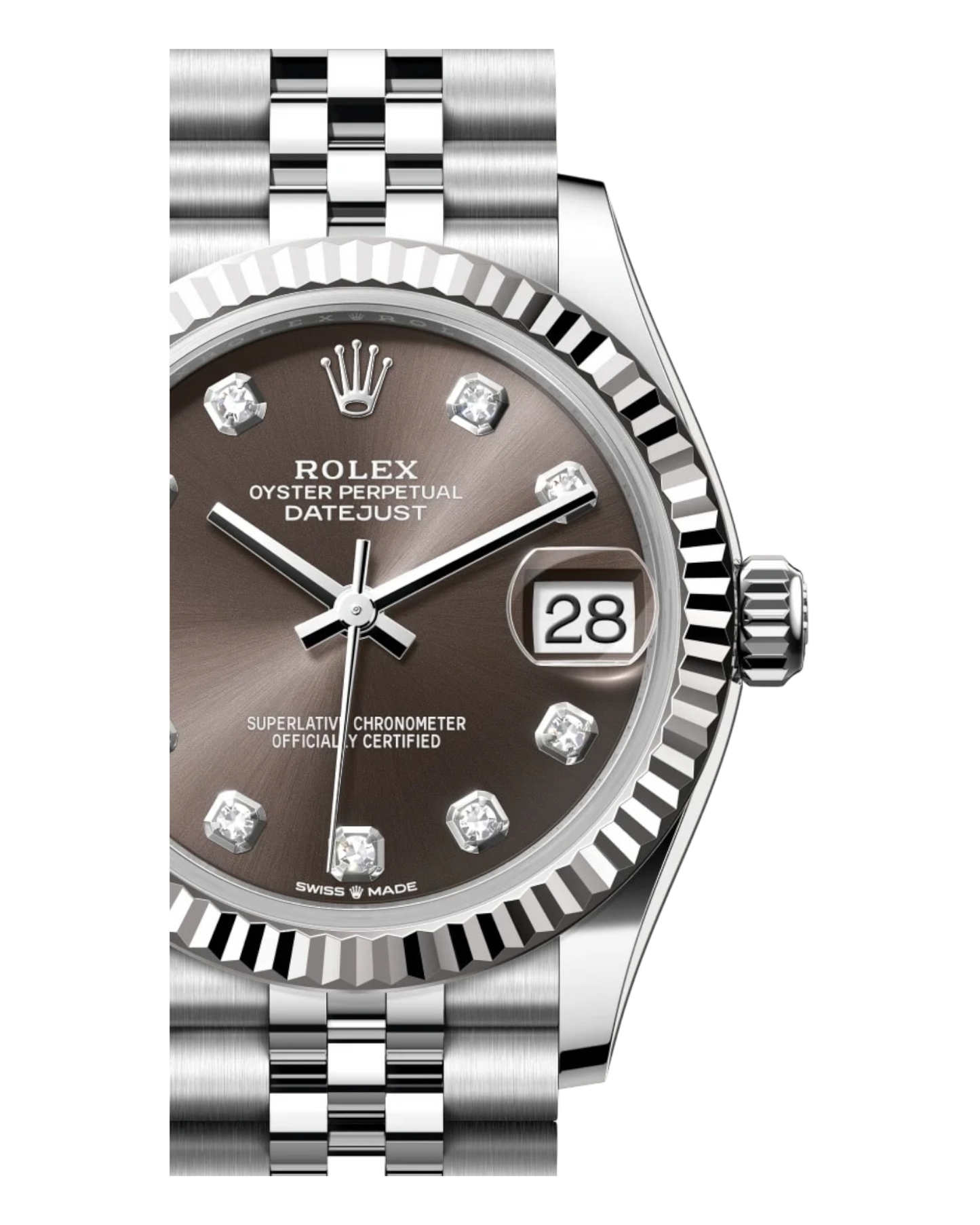 Rolex Datejust 31mm Brown with Diamonds Dial, Bicolor - U1 FACTORY - AUTOMATIK - Jubilee