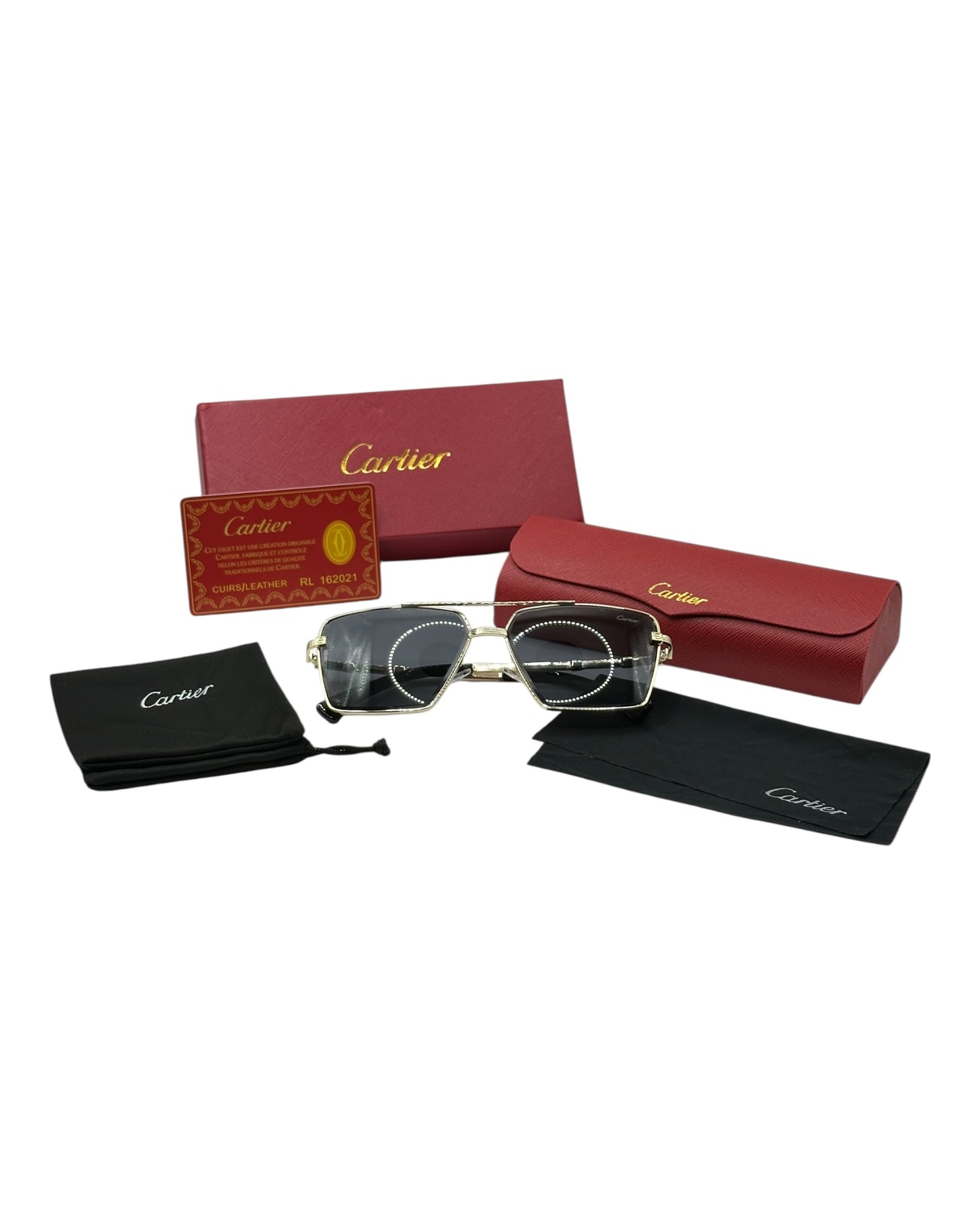 Cartier Sonnenbrille in Gold mit dunkle Gläser C1