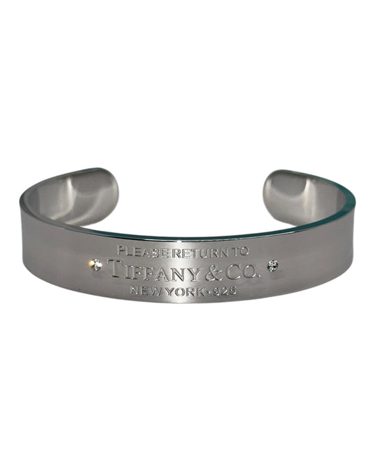 Tiffany & Co. Armspange mit Gravur & Steinen, Silber