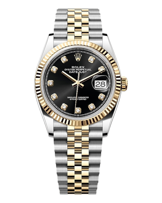 Rolex Datejust Black with Diamonds Dial, Bicolor 36mm Jubilee - U1 FACTORY - AUTOMATIK