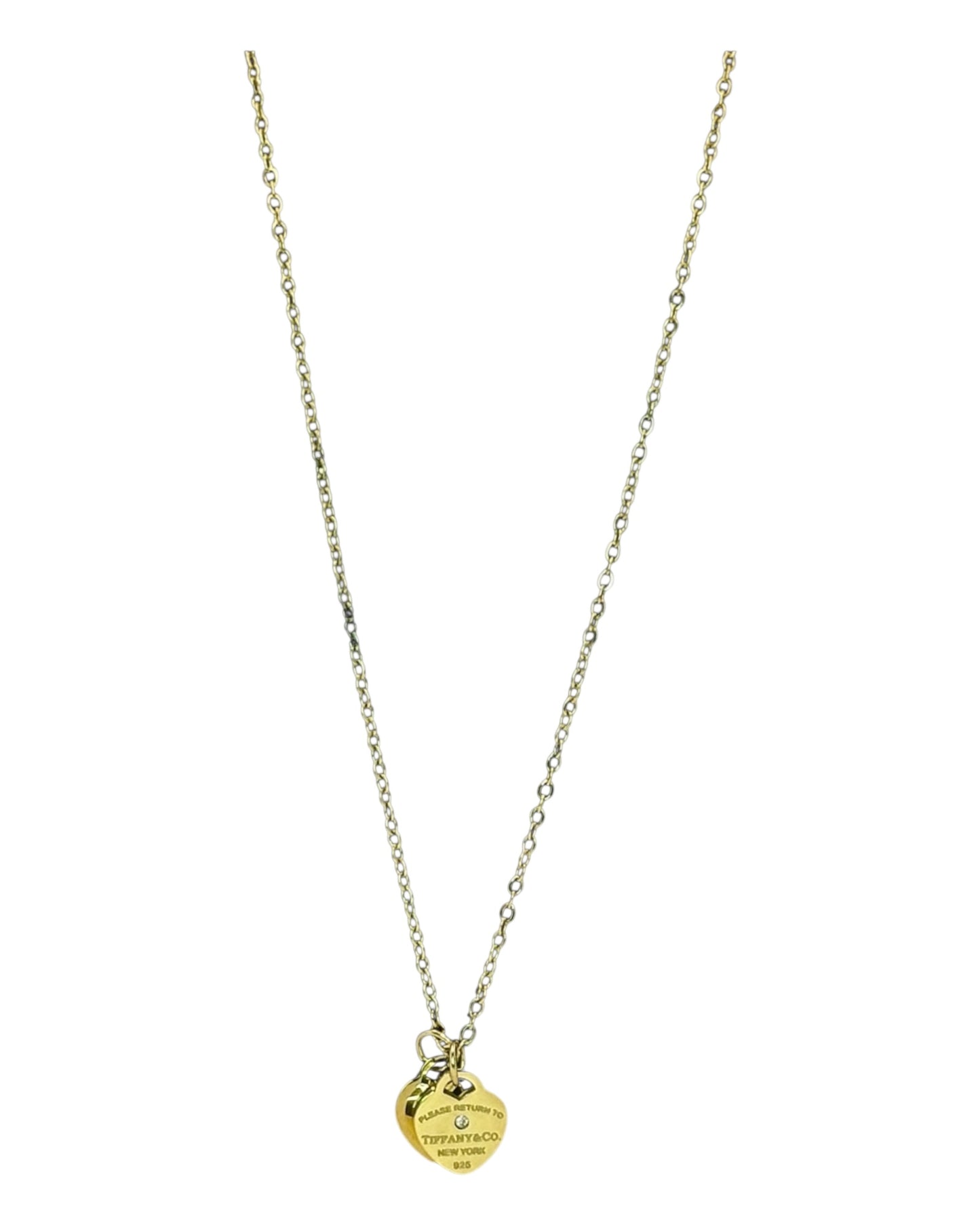 Tiffany & Co. Herzanhänger-Kette mit Diamant – 925 Gelbgold- Fullset