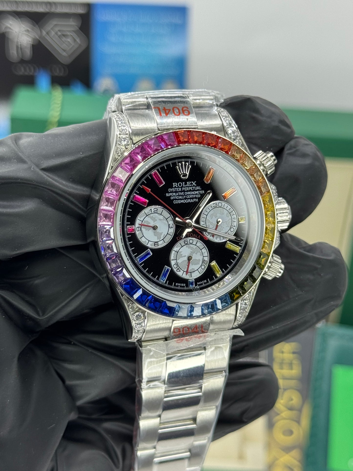 ROLEX DAYTONA - RAINBOW ICED OUT - COSMOGRAPH - OYSTER - 40MM U1 FACTORY - AUTOMATIK