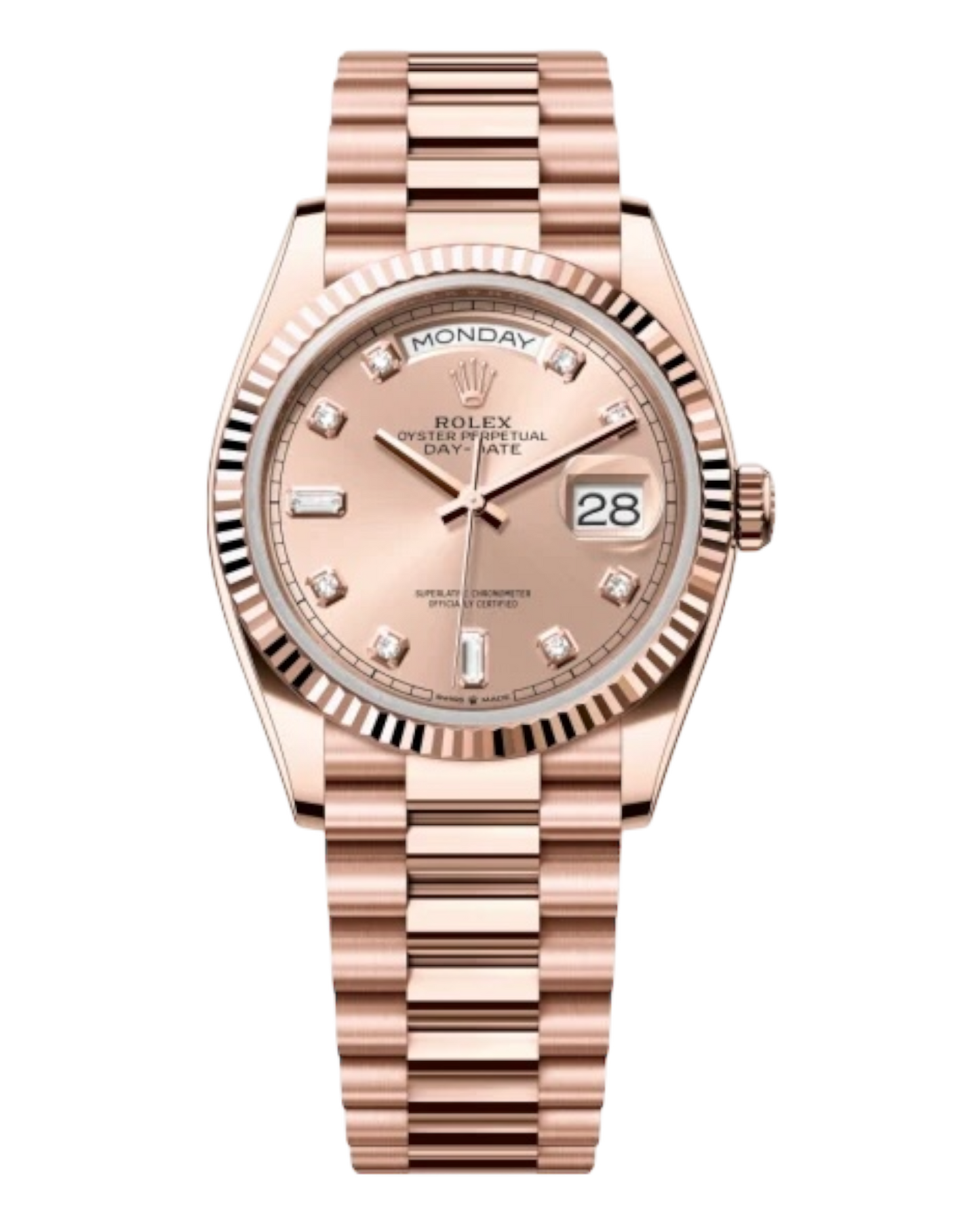 Rolex Day-Date Pink Dial with Diamonds, 36mm Everose Gold President - U1 FACTORY - AUTOMATIK