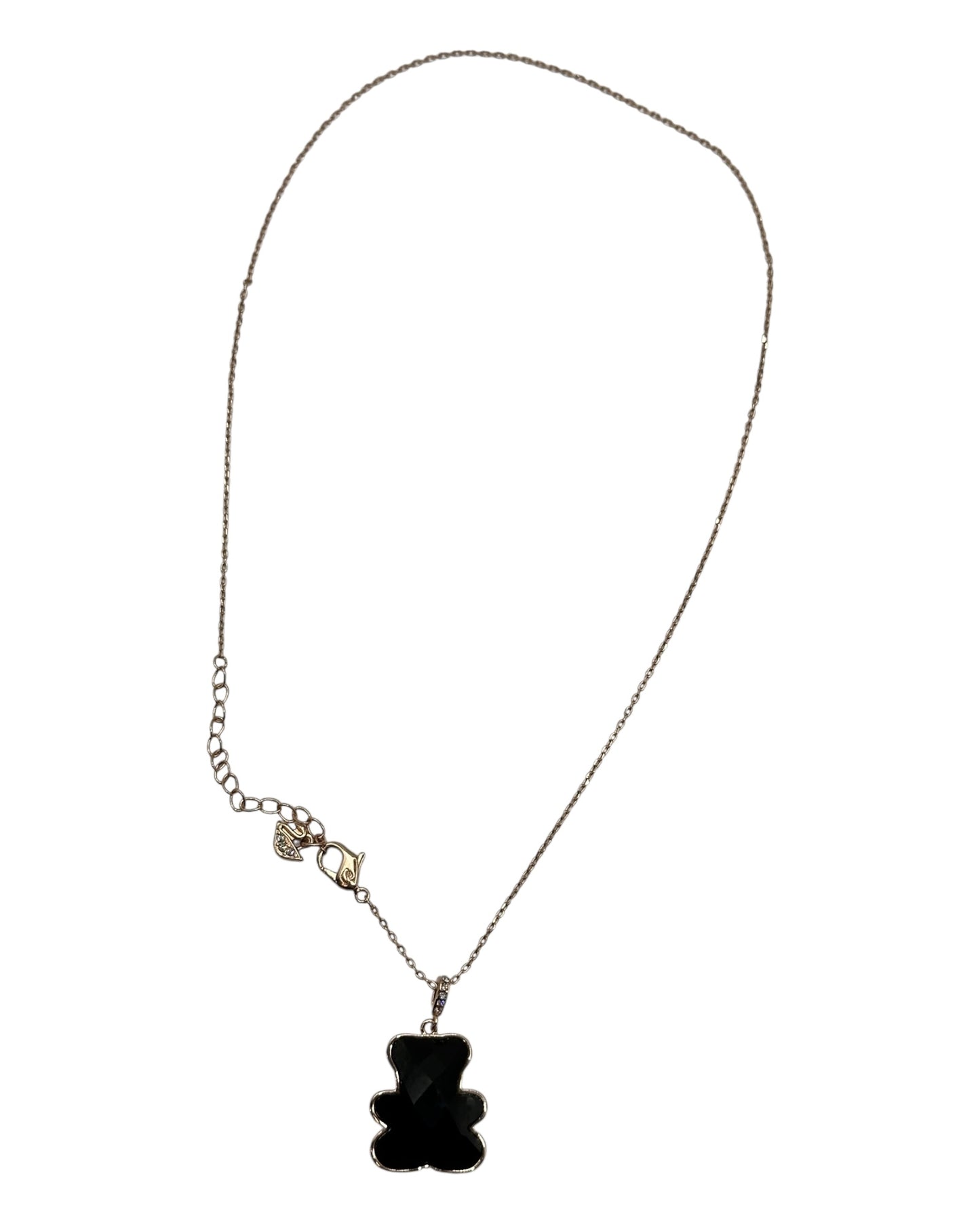 Swarovski Halskette mit Teddybär-Anhänger, schwarzer Kristall
