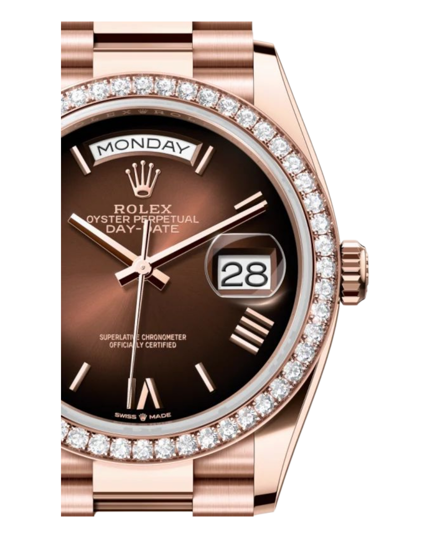 Rolex Day-Date Brown Dial with Roman Markers, 36mm Everose Gold President - U1 FACTORY - AUTOMATIK