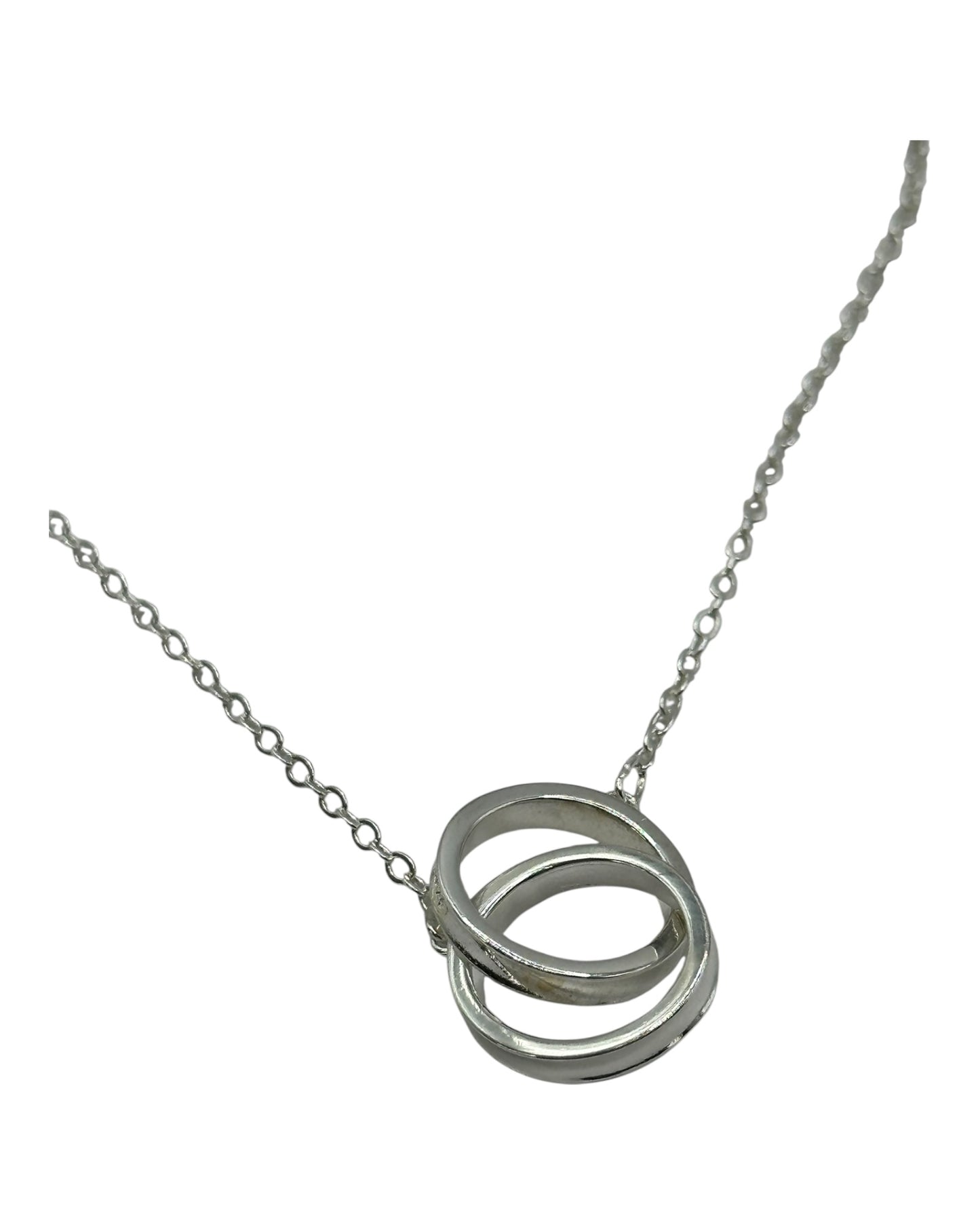 Silber-Halskette mit Doppelring-Anhänger