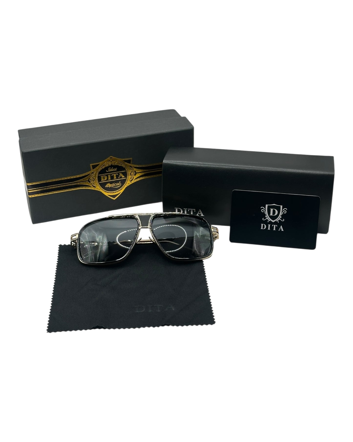 Dita Sonnenbrille in Gold mit helle Gläser D1