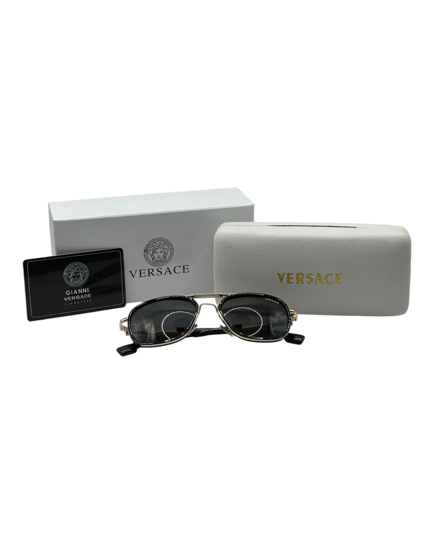 Versace Sonnenbrille in Roségold mit dunkle Gläser V2