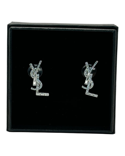 YSL Logo Ohrringe Silber