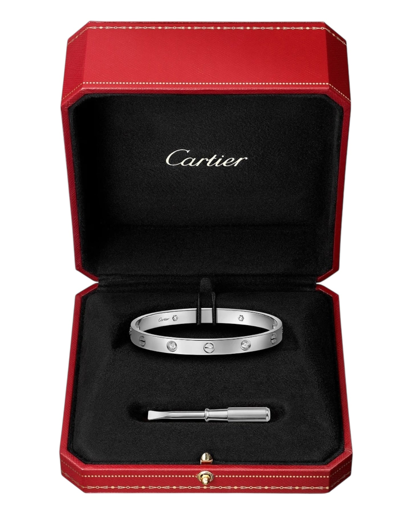 CARTIER LOVE ARMBAND - WEIßGOLD / SILBER - FULLSET - SCHMALES MODELL MIT DIAMANTEN