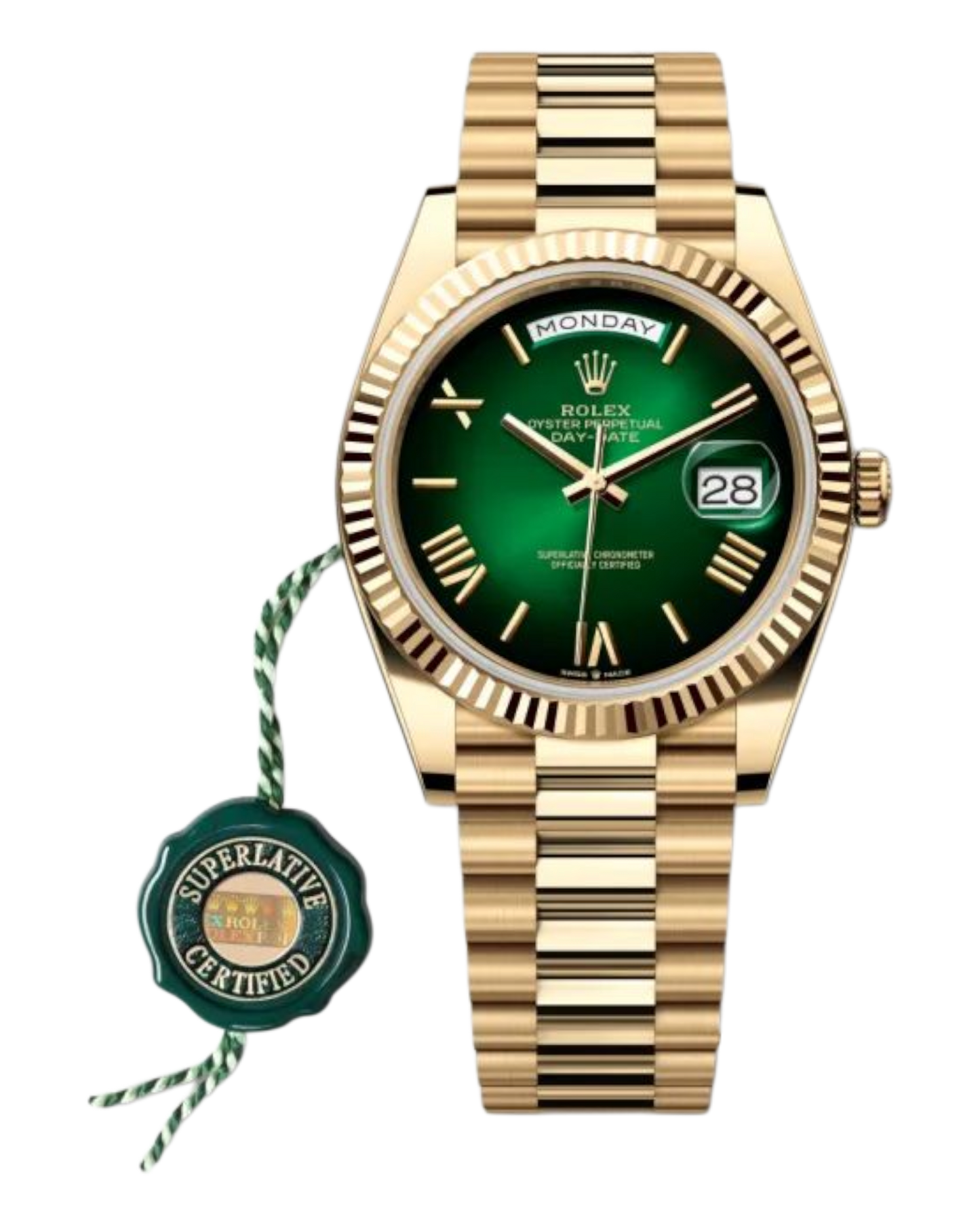 Rolex Day-Date Green Dial, 36mm Yellow Gold President - U1 FACTORY - AUTOMATIK