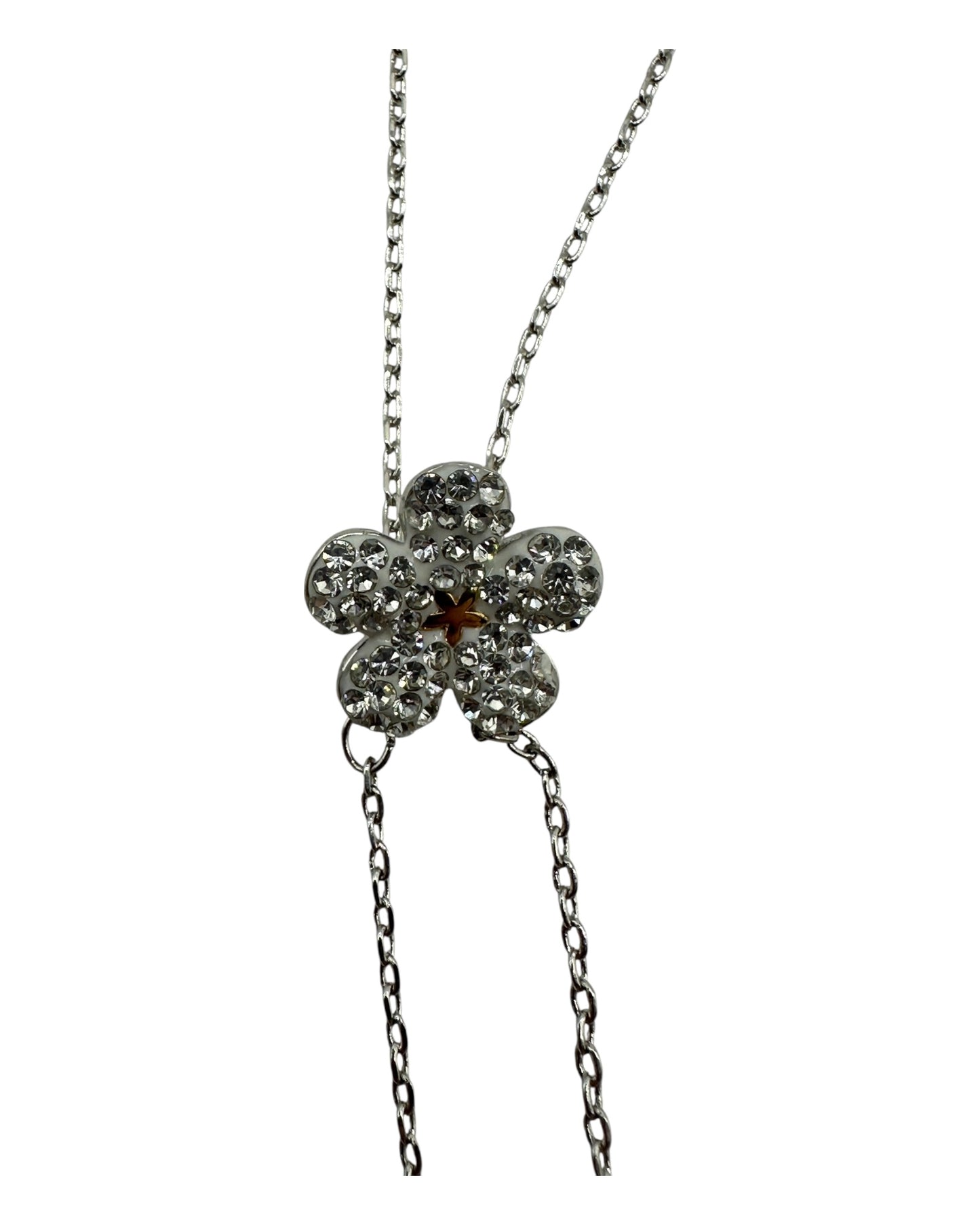 Swarovski Lariat-Kette mit Blumen-Anhänger und Perle