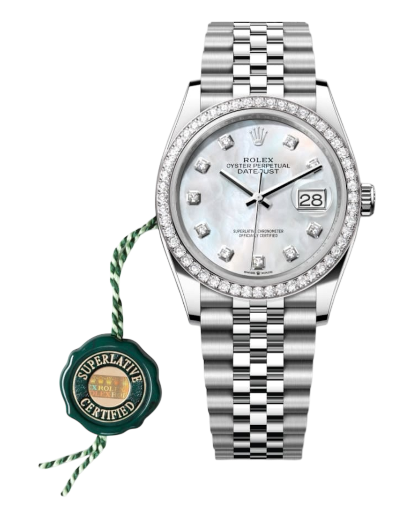 Rolex Datejust White with Diamonds 36mm Jubilee U1 FACTORY - AUTOMATIK