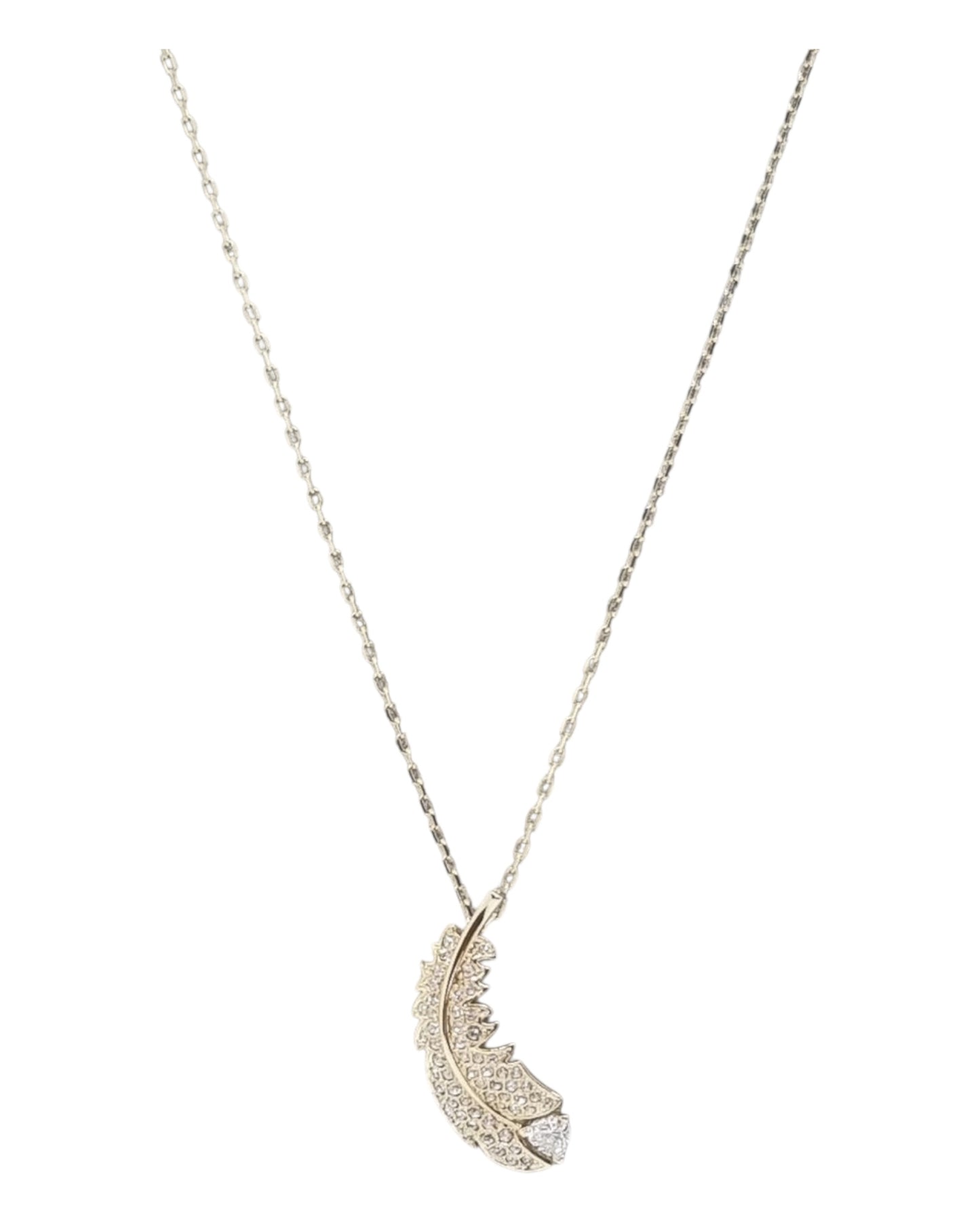 Swarovski Anhänger Feder mit Kristallen Gold