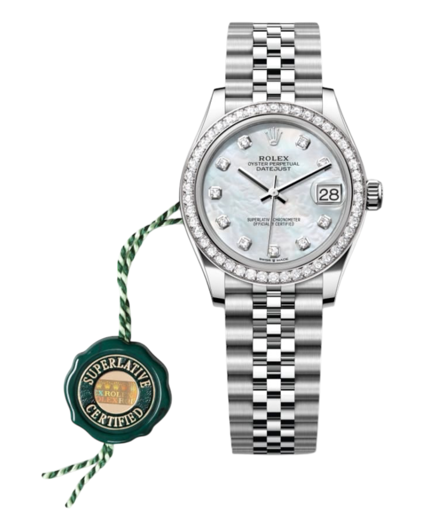 Rolex Datejust Perlmutt Dial with Diamonds, Diamond Bezel, 31mm Jubilee - U1 FACTORY - AUTOMATIK